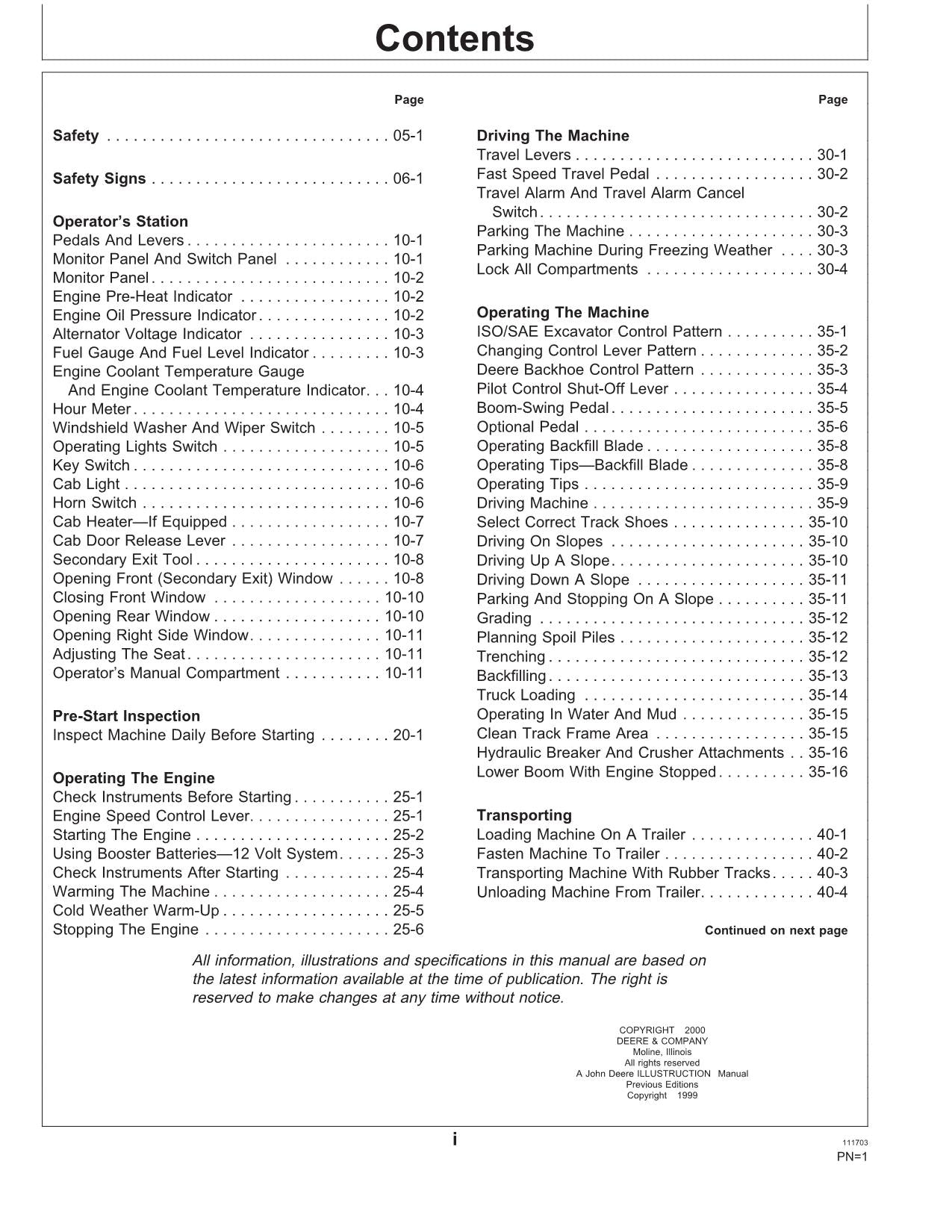 JOHN DEERE 50ZTS EXCAVATOR OPERATORS MANUAL