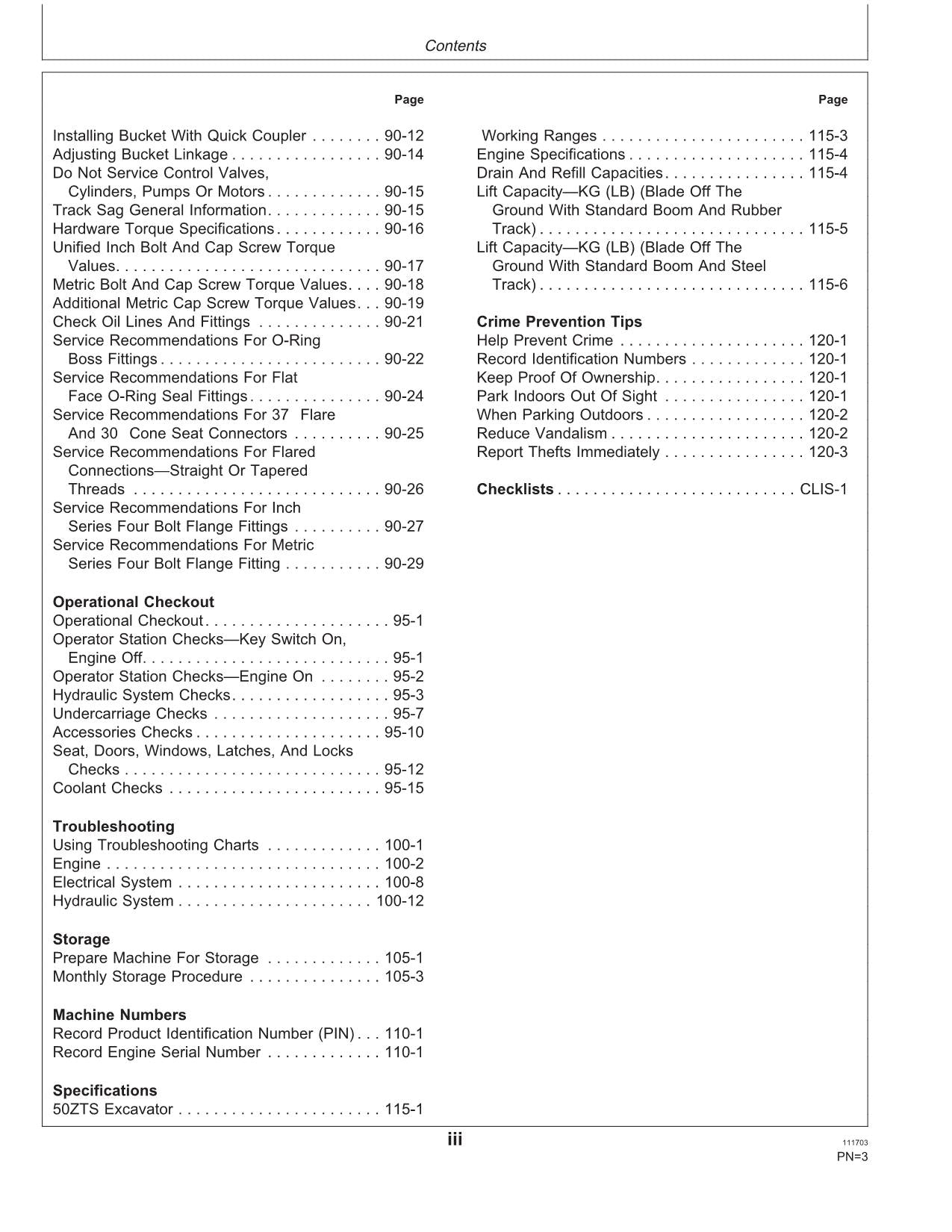 JOHN DEERE 50ZTS EXCAVATOR OPERATORS MANUAL