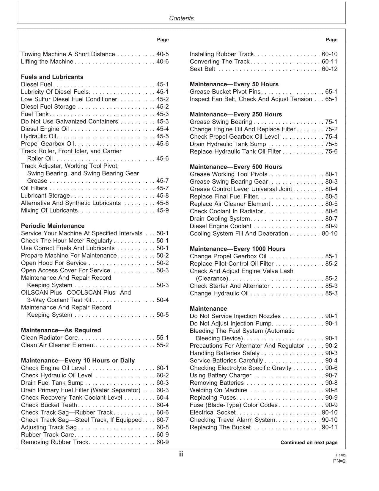 JOHN DEERE 50ZTS EXCAVATOR OPERATORS MANUAL