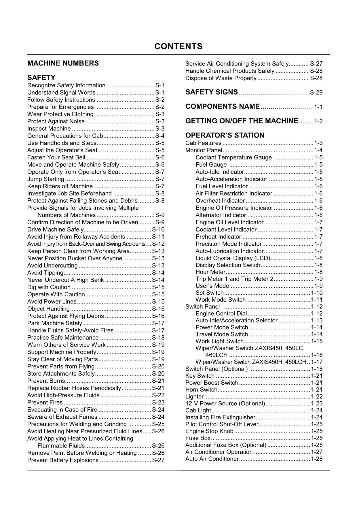 HITACHI ZAXIS ZX 450 450LC 450H 450LCH 460LCH  EXCAVATOR OPERATORS MANUAL #2