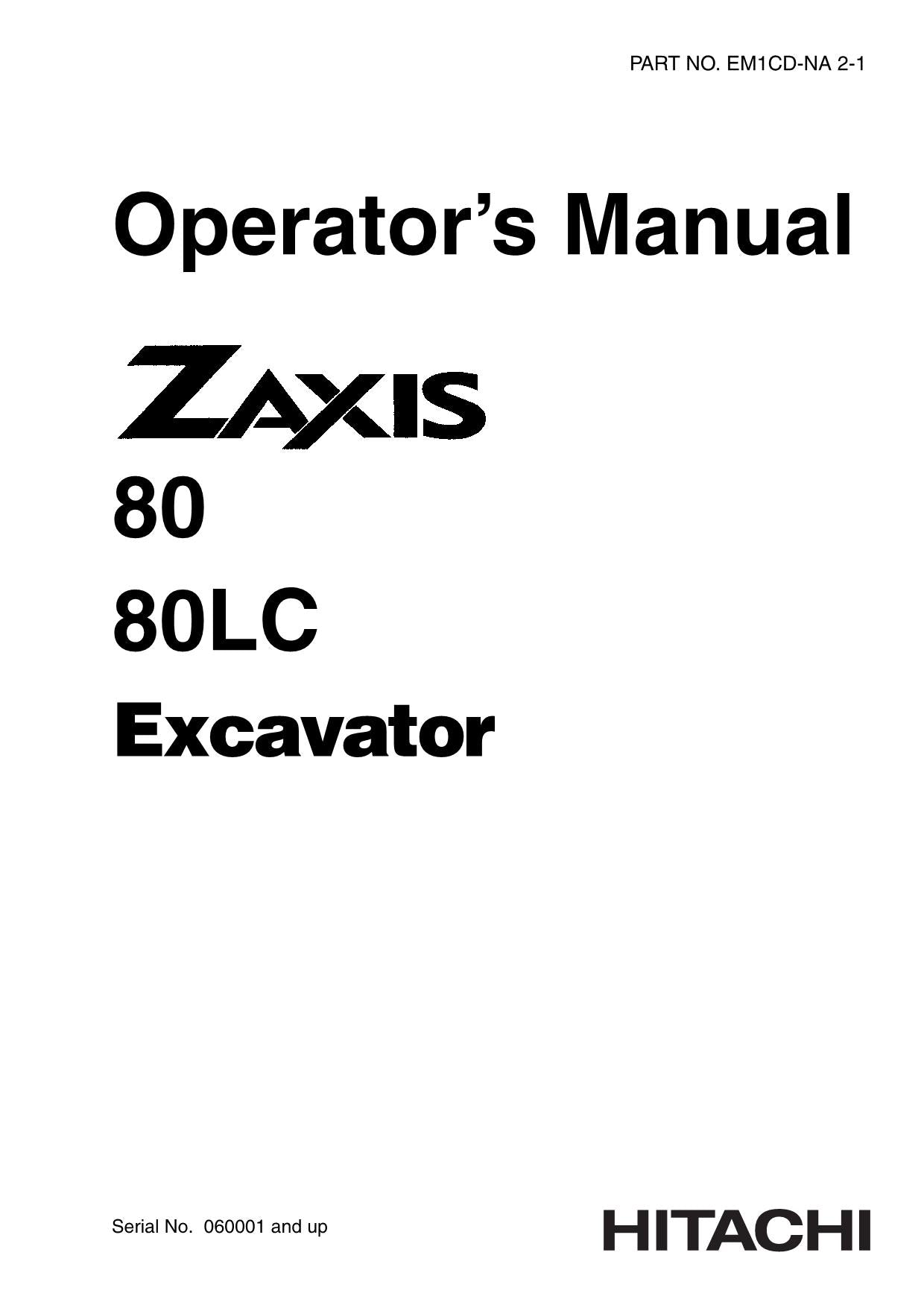 HITACHI ZAXIS ZX 80 80LC BAGGER BEDIENUNGSANLEITUNG