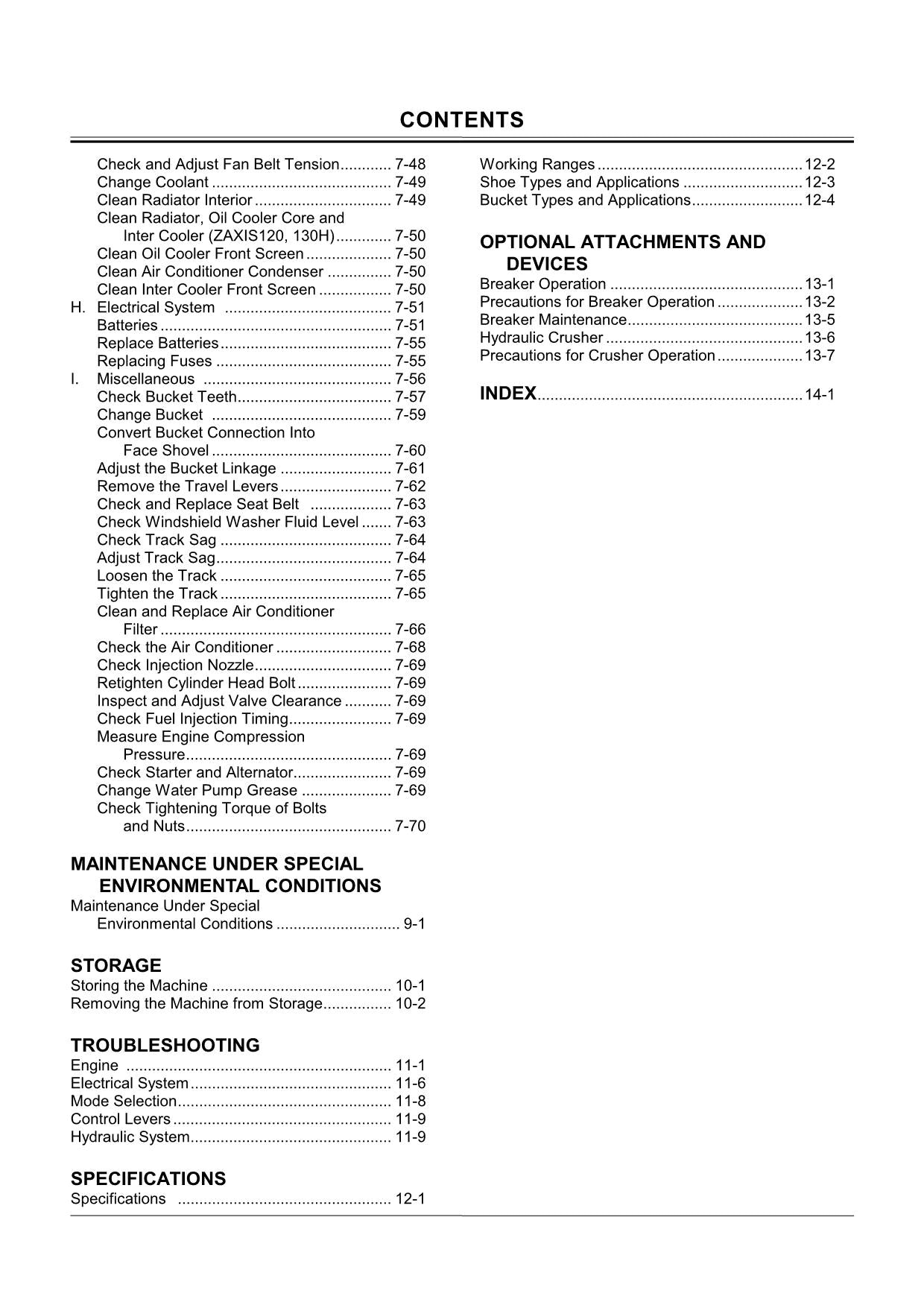 HITACHI ZAXIS ZX 95 EXCAVATOR OPERATORS MANUAL