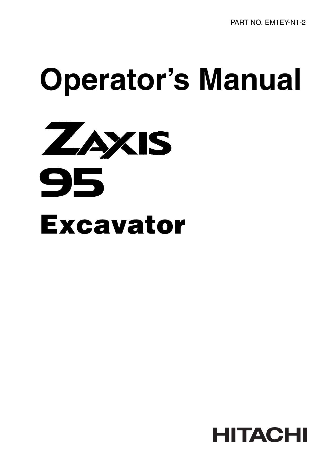 HITACHI ZAXIS ZX 95 EXCAVATOR OPERATORS MANUAL