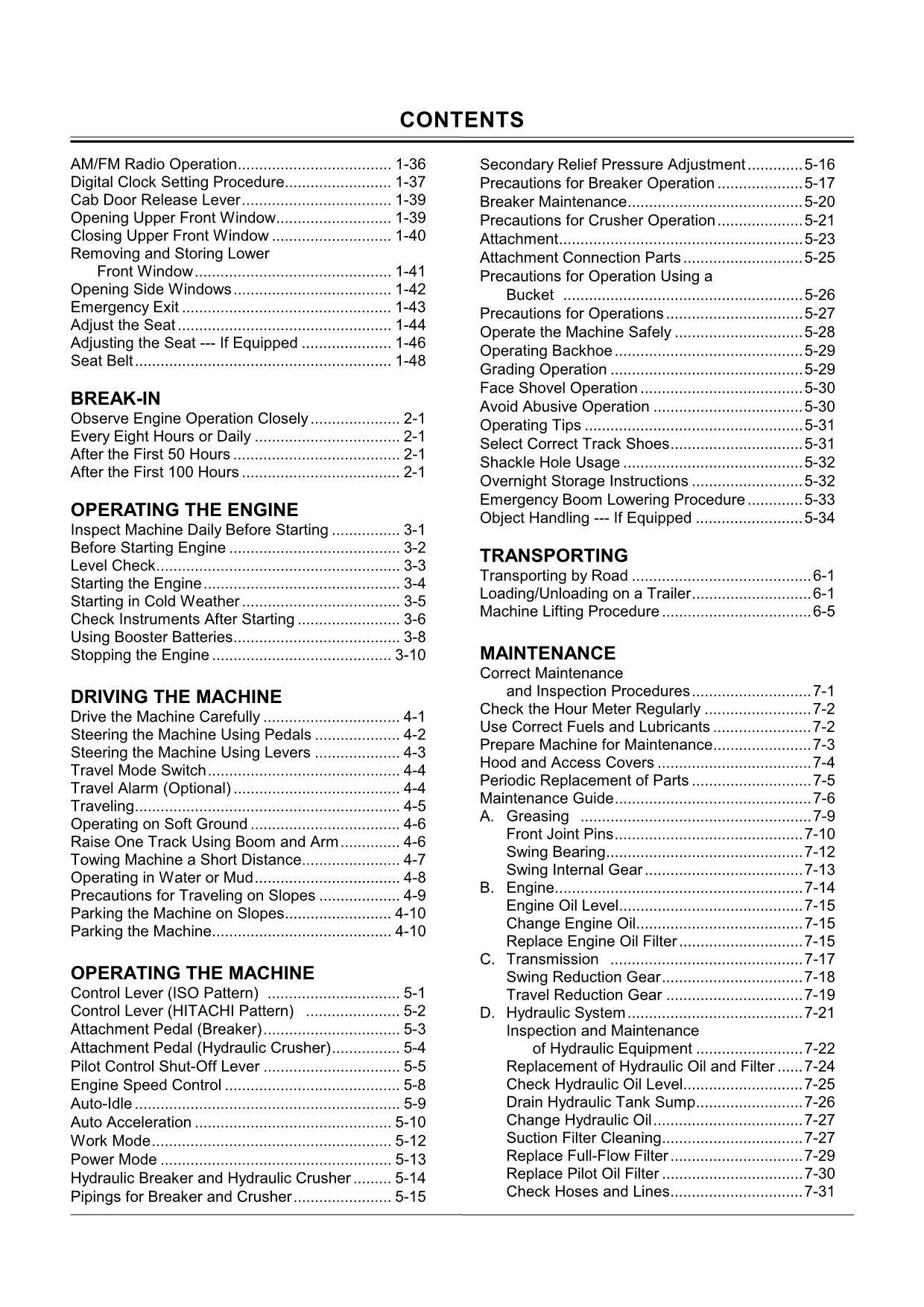 HITACHI ZAXIS ZX 130K EXCAVATOR OPERATORS MANUAL