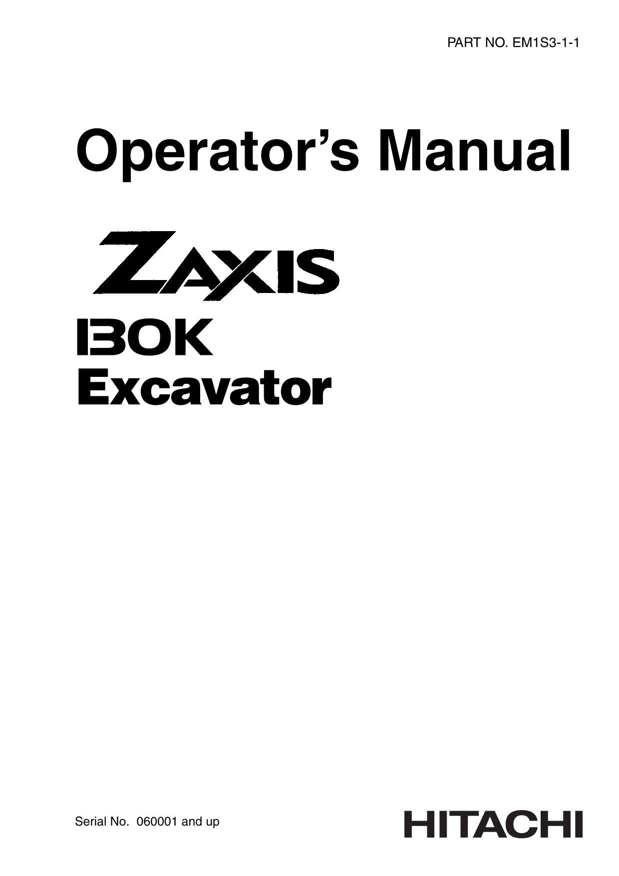 HITACHI ZAXIS ZX 130K EXCAVATOR OPERATORS MANUAL