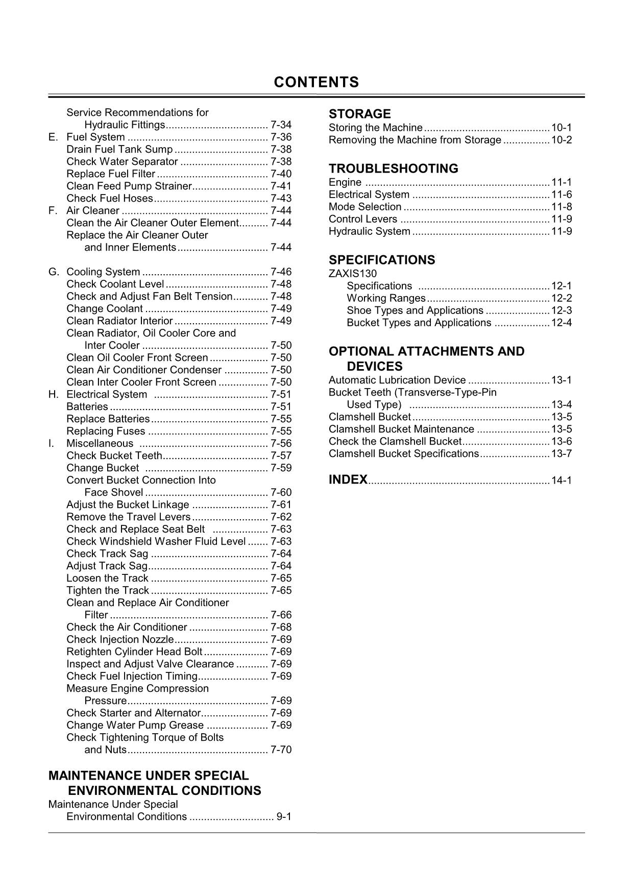 HITACHI ZAXIS ZX 130K EXCAVATOR OPERATORS MANUAL