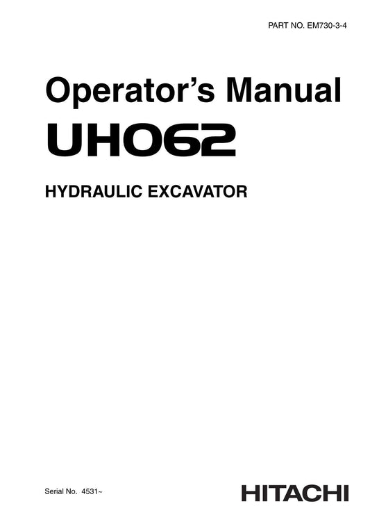 HITACHI UH062 EXCAVATOR OPERATORS MANUAL