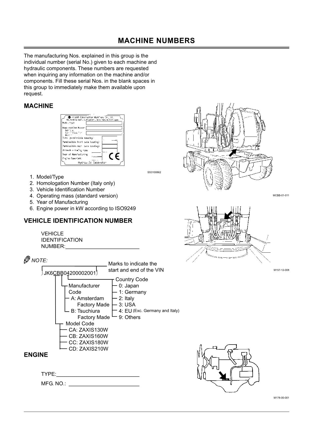 HITACHI ZAXIS ZX 210W EXCAVATOR OPERATORS MANUAL