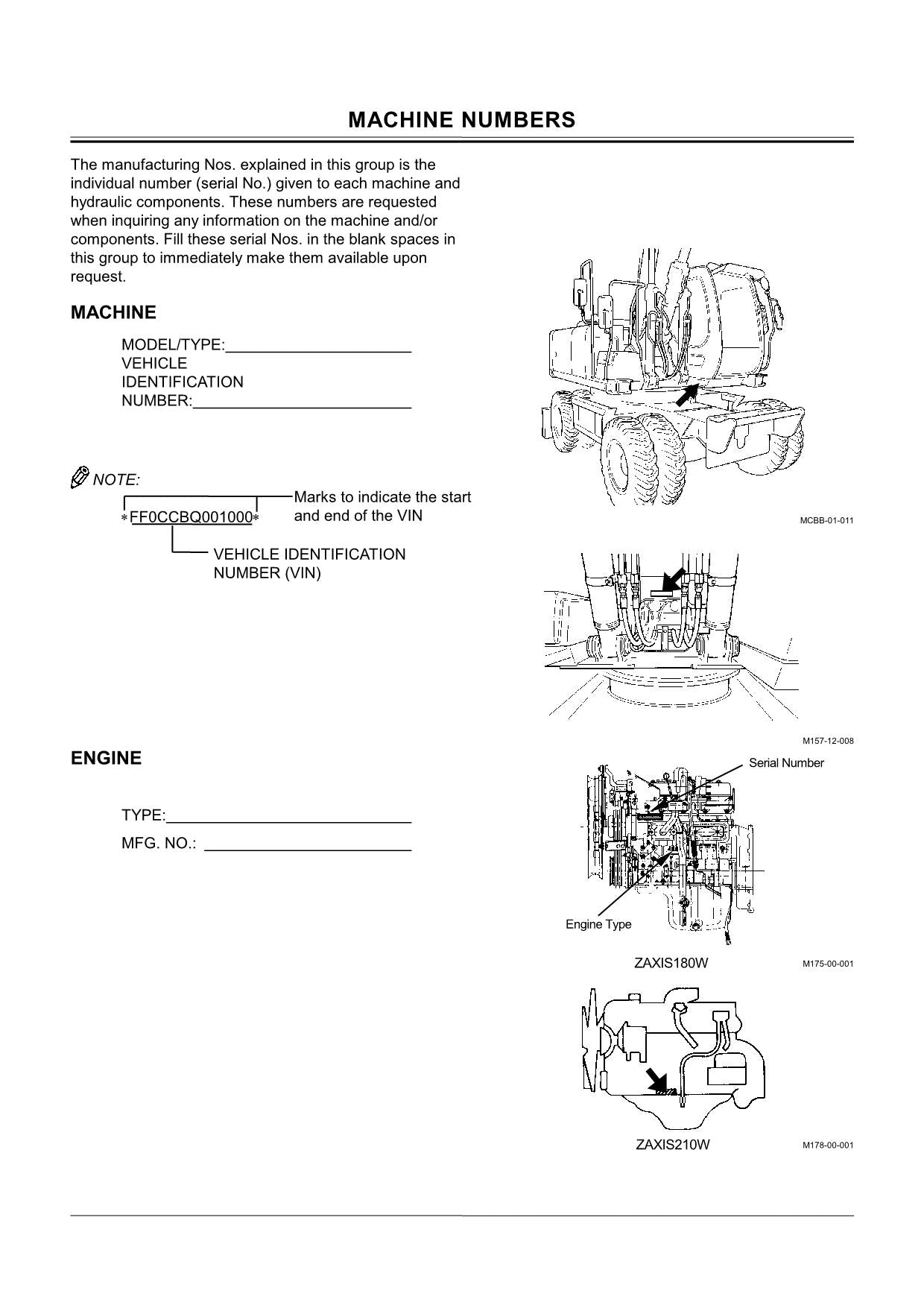 HITACHI ZAXIS ZX 180W 210W EXCAVATOR OPERATORS MANUAL #2