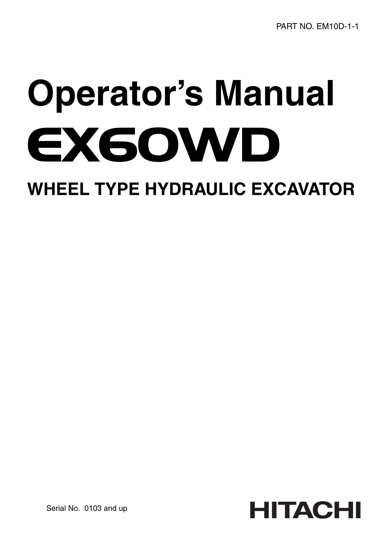 HITACHI EX60WD EXCAVATOR OPERATORS MANUAL