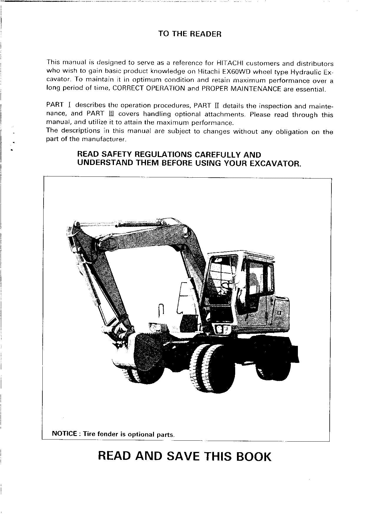 HITACHI EX60WD EXCAVATOR OPERATORS MANUAL