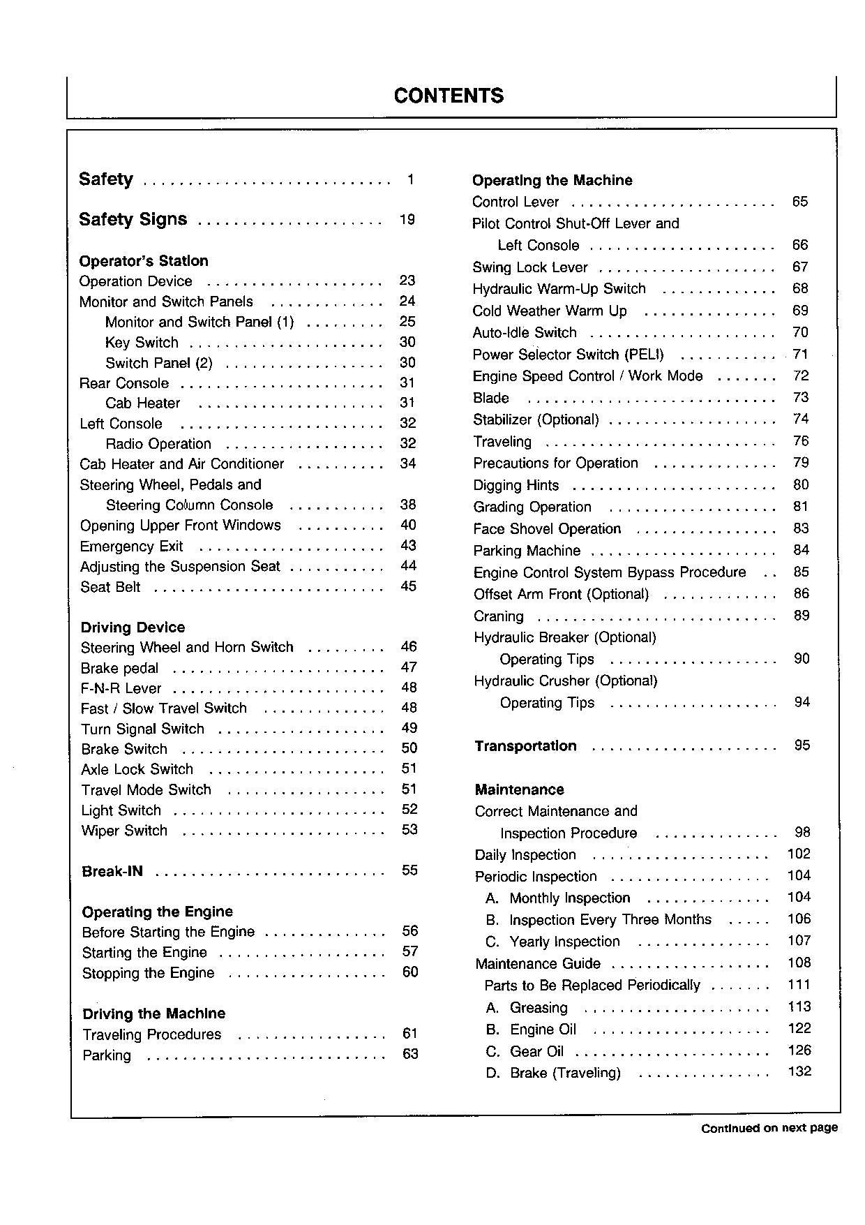 HITACHI EX60WD-2 EXCAVATOR OPERATORS MANUAL