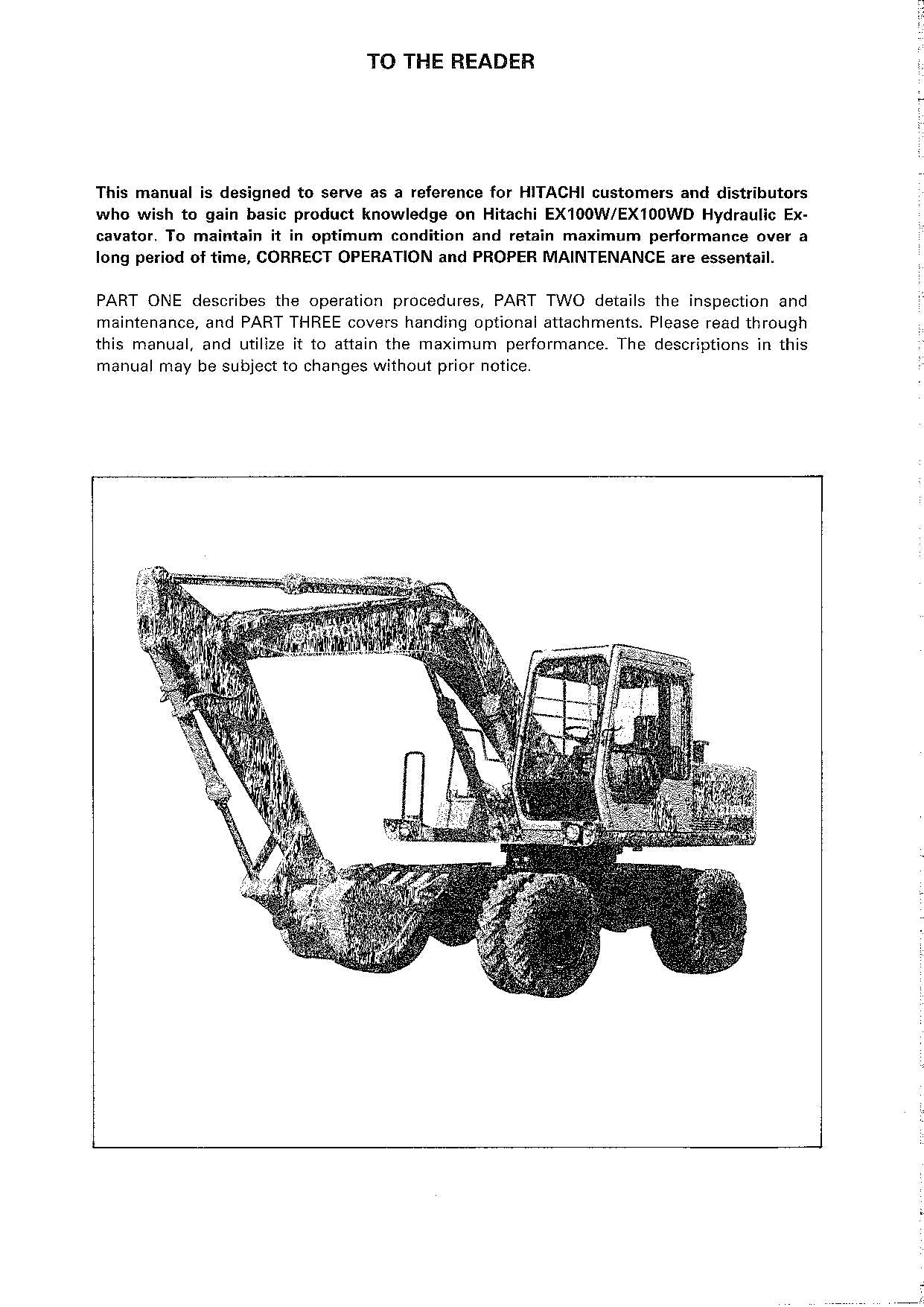 HITACHI EX100W EX100WD BAGGER BEDIENUNGSANLEITUNG