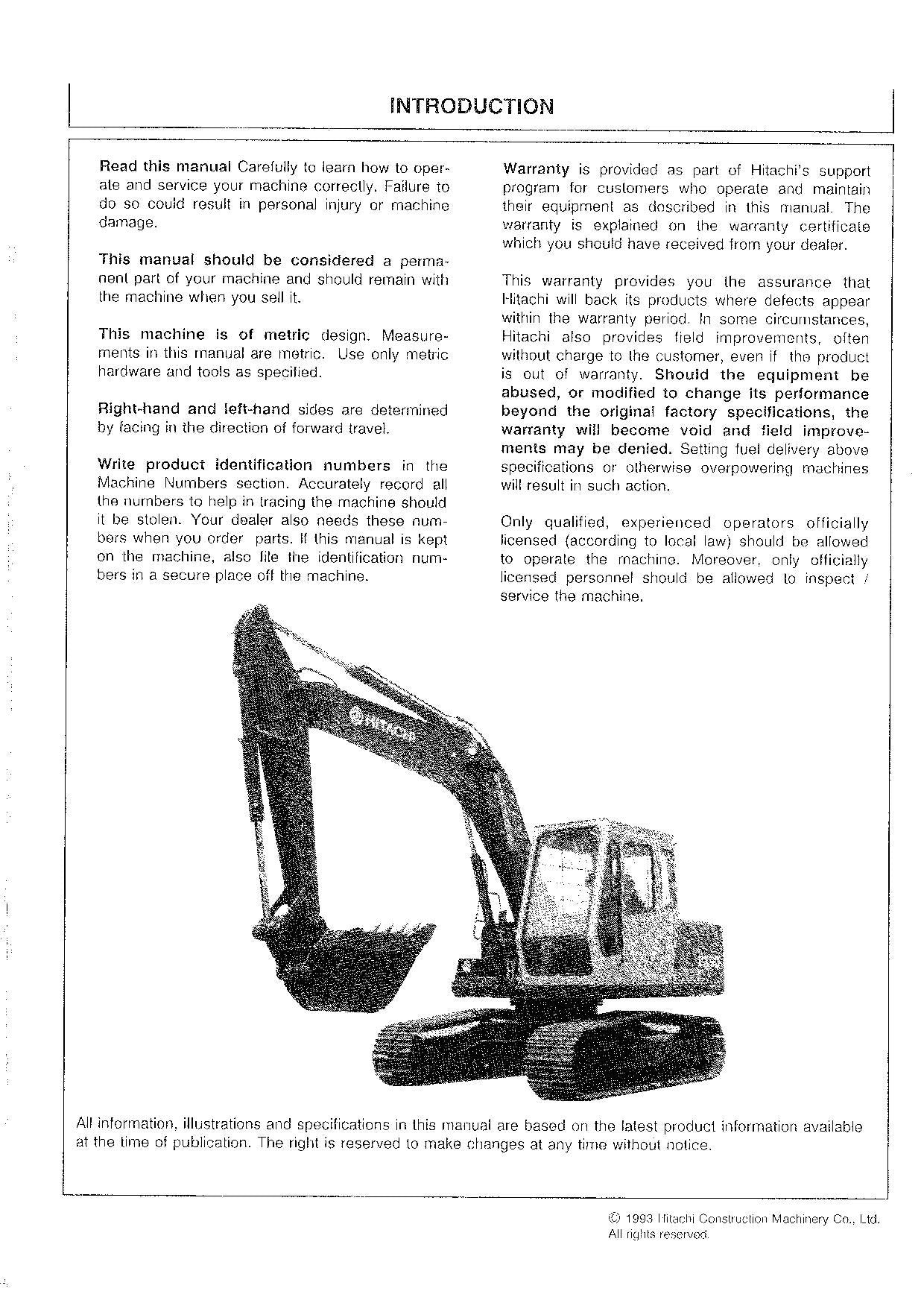 HITACHI EX90 EXCAVATOR OPERATORS MANUAL