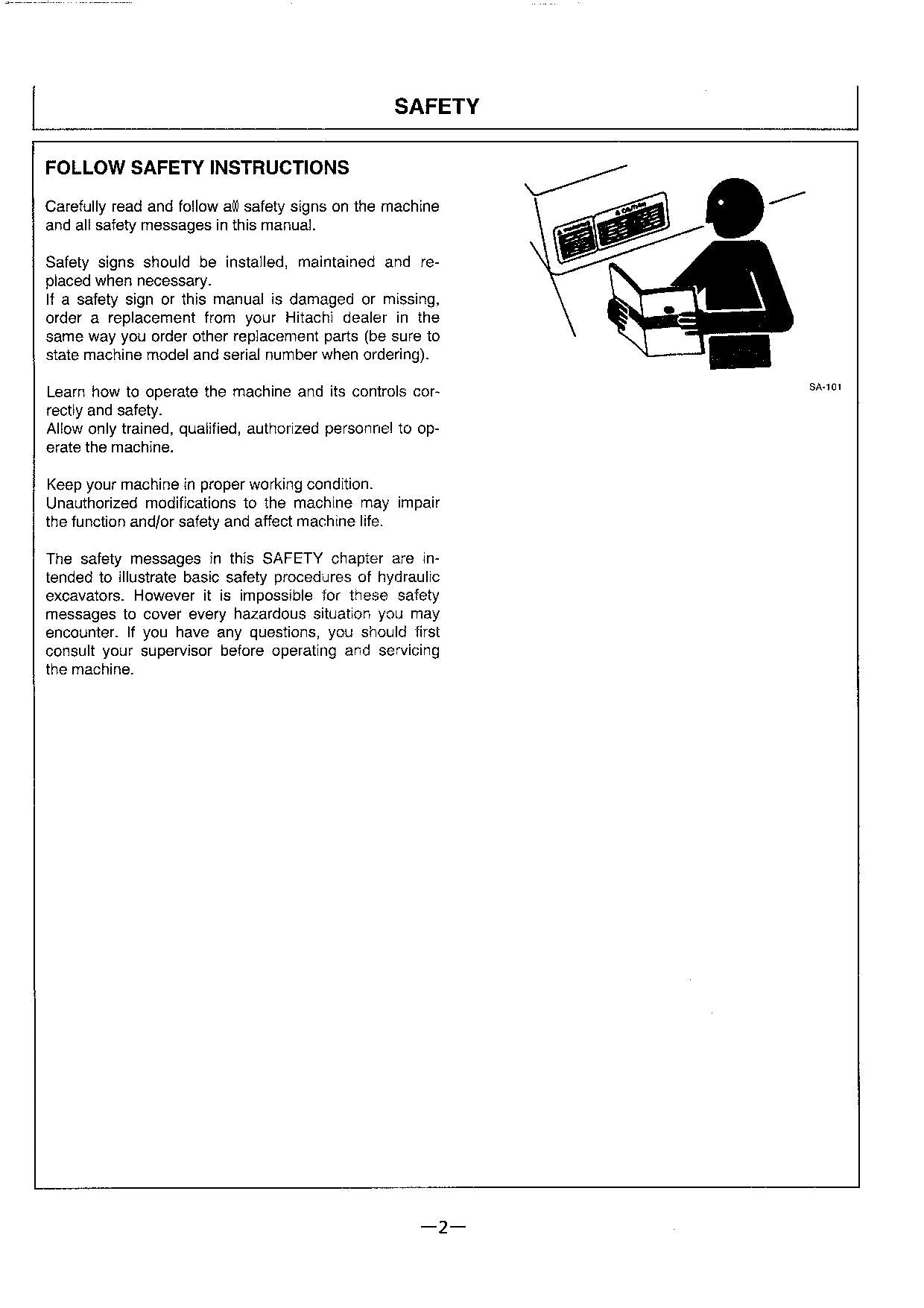 HITACHI EX100WD-3 EXCAVATOR OPERATORS MANUAL