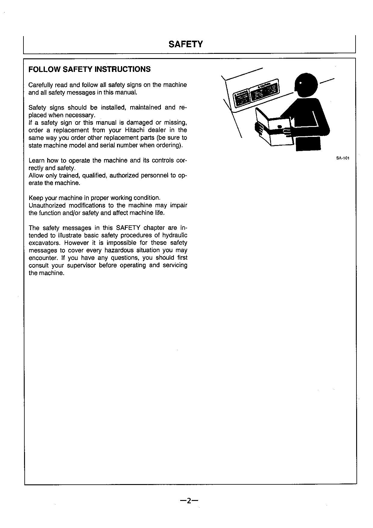 HITACHI EX100WD-3C EXCAVATOR OPERATORS MANUAL