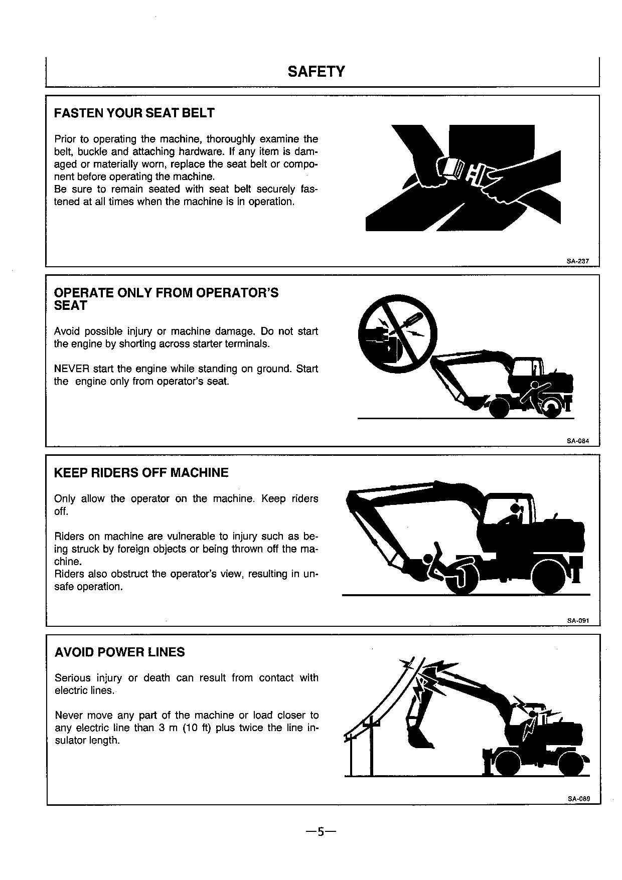 HITACHI EX100WD-3C EXCAVATOR OPERATORS MANUAL