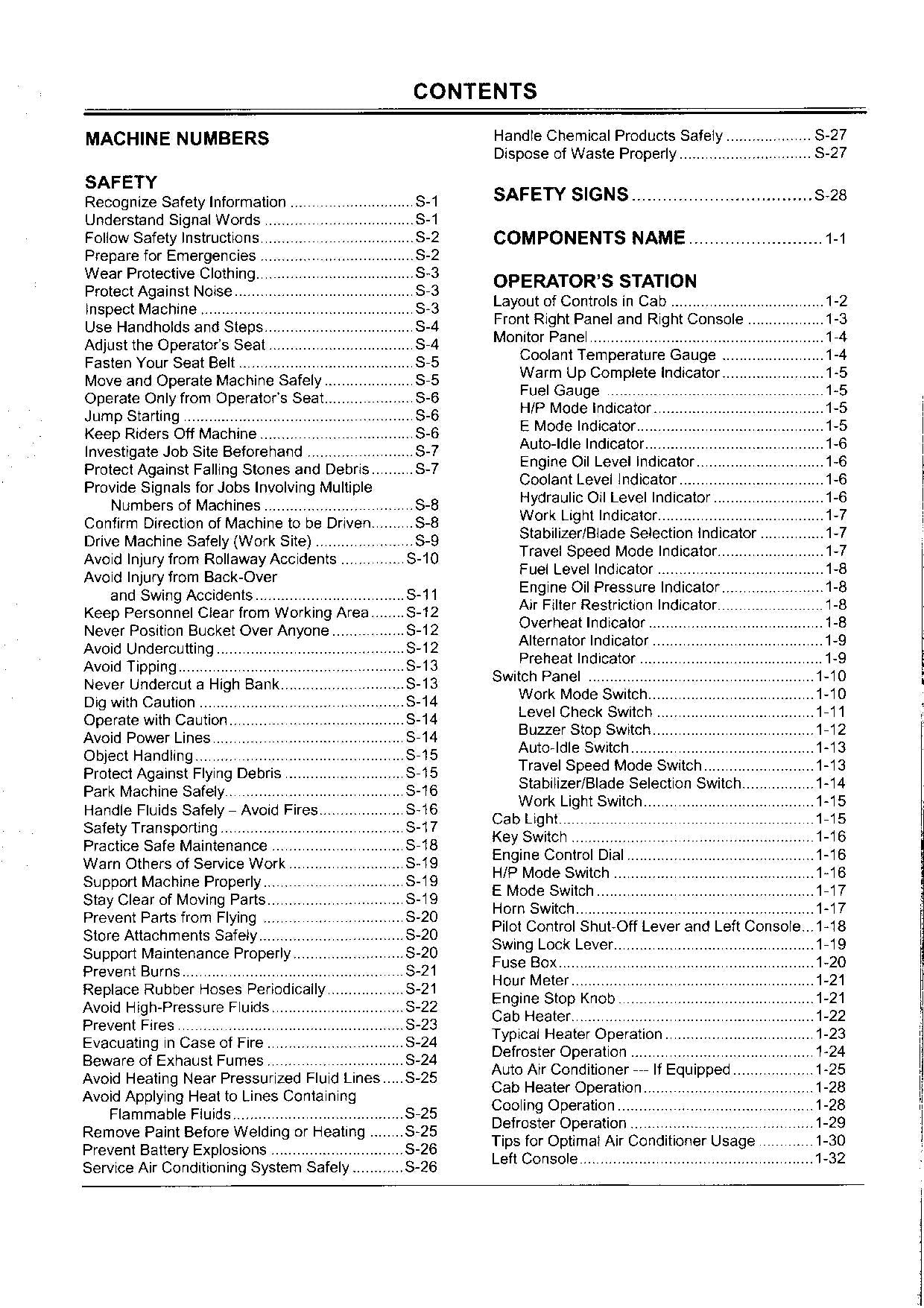 HITACHI EX125WD-5 EXCAVATOR OPERATORS MANUAL