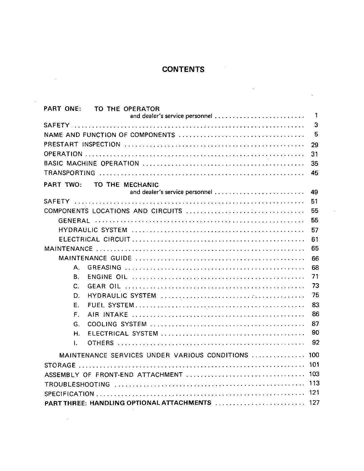 HITACHI EX100 EXCAVATOR OPERATORS MANUAL