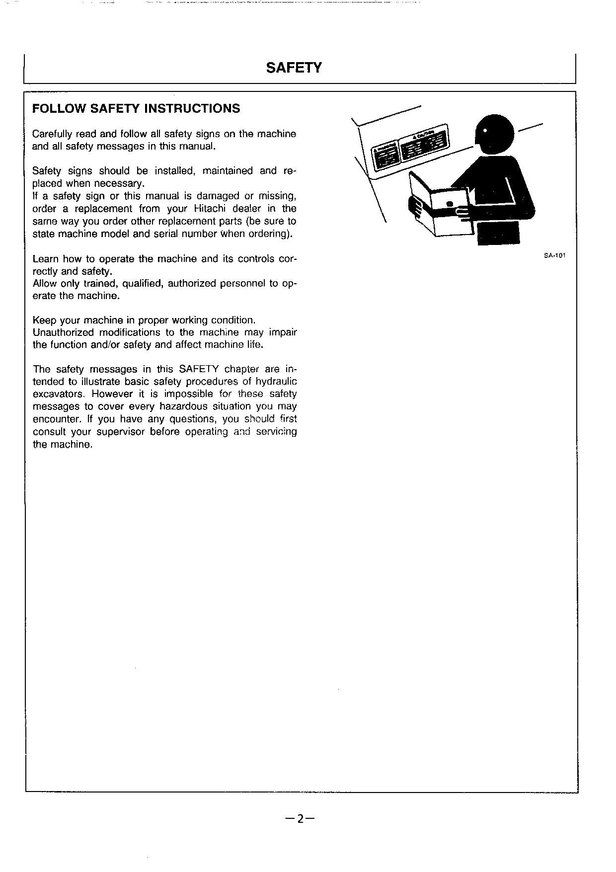 HITACHI EX100M-2 EXCAVATOR OPERATORS MANUAL