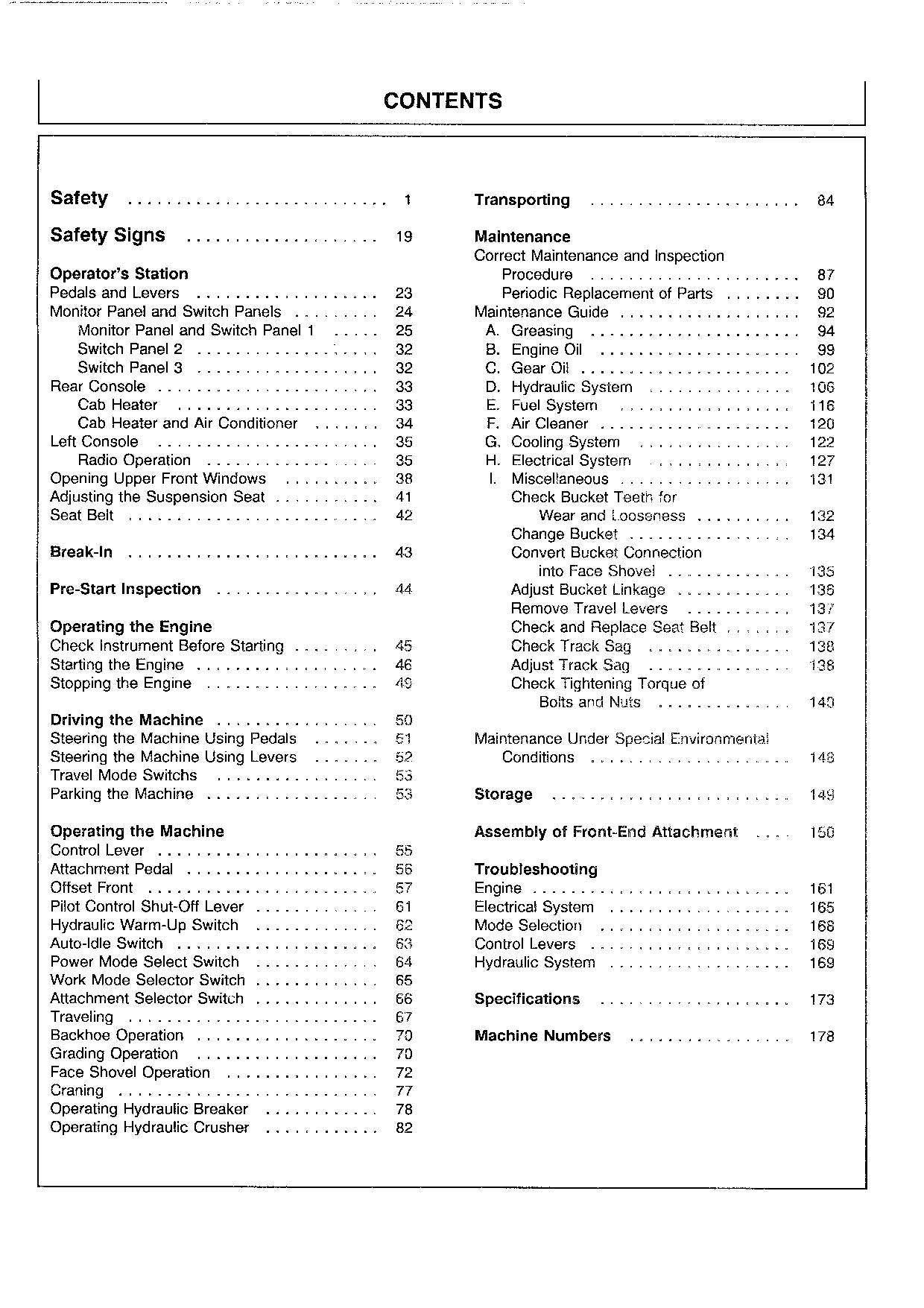 HITACHI EX100M-2 EXCAVATOR OPERATORS MANUAL