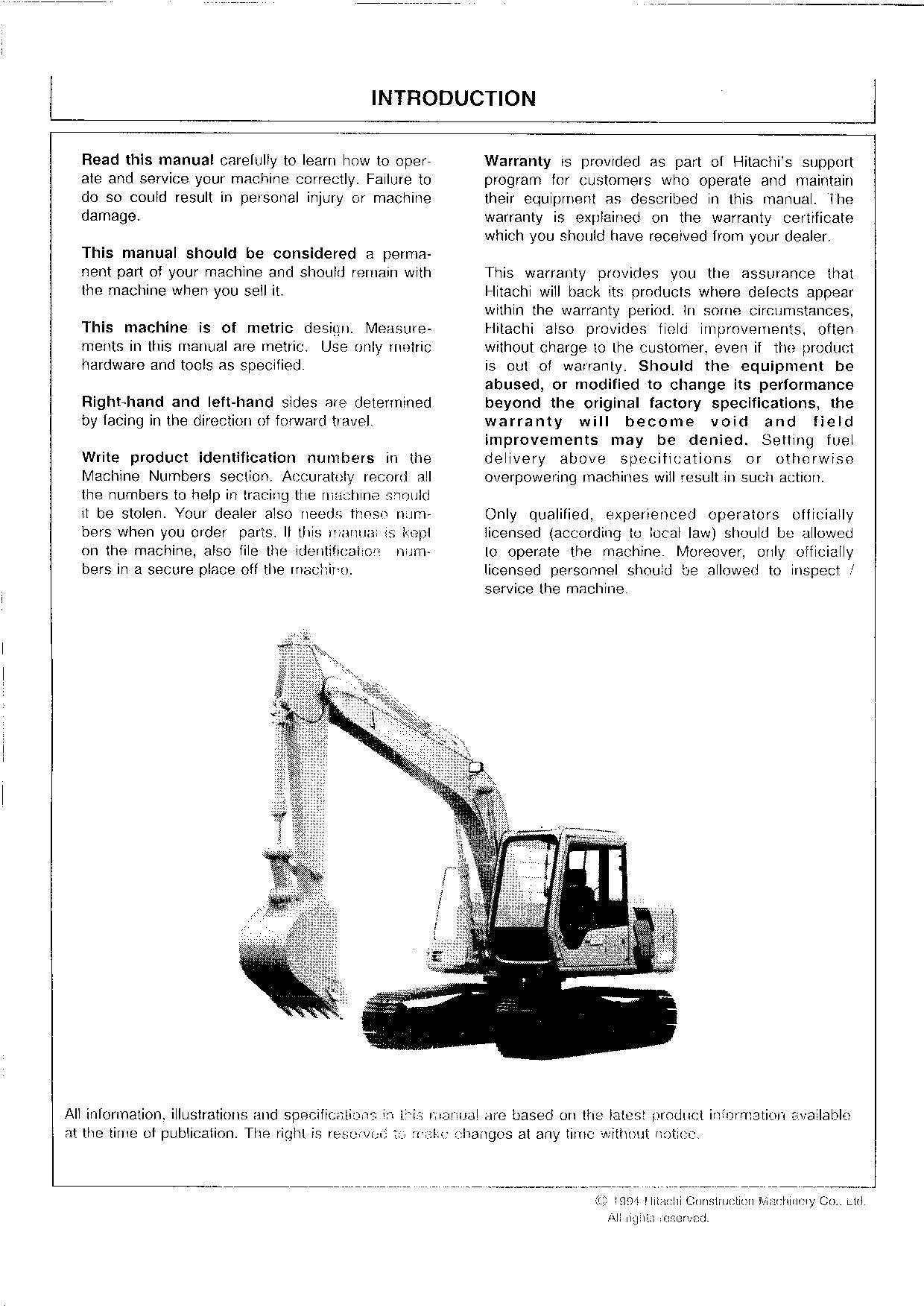 HITACHI EX100-3 EX100M-3 EX120-3 EXCAVATOR OPERATORS MANUAL #2