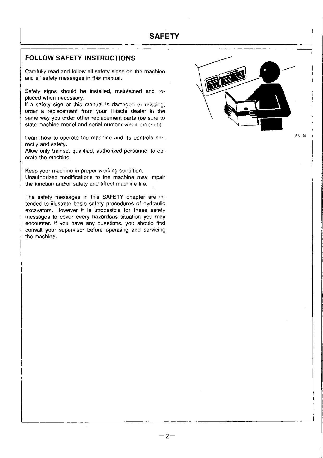 HITACHI EX100-3 EX100M-3 EXCAVATOR OPERATORS MANUAL