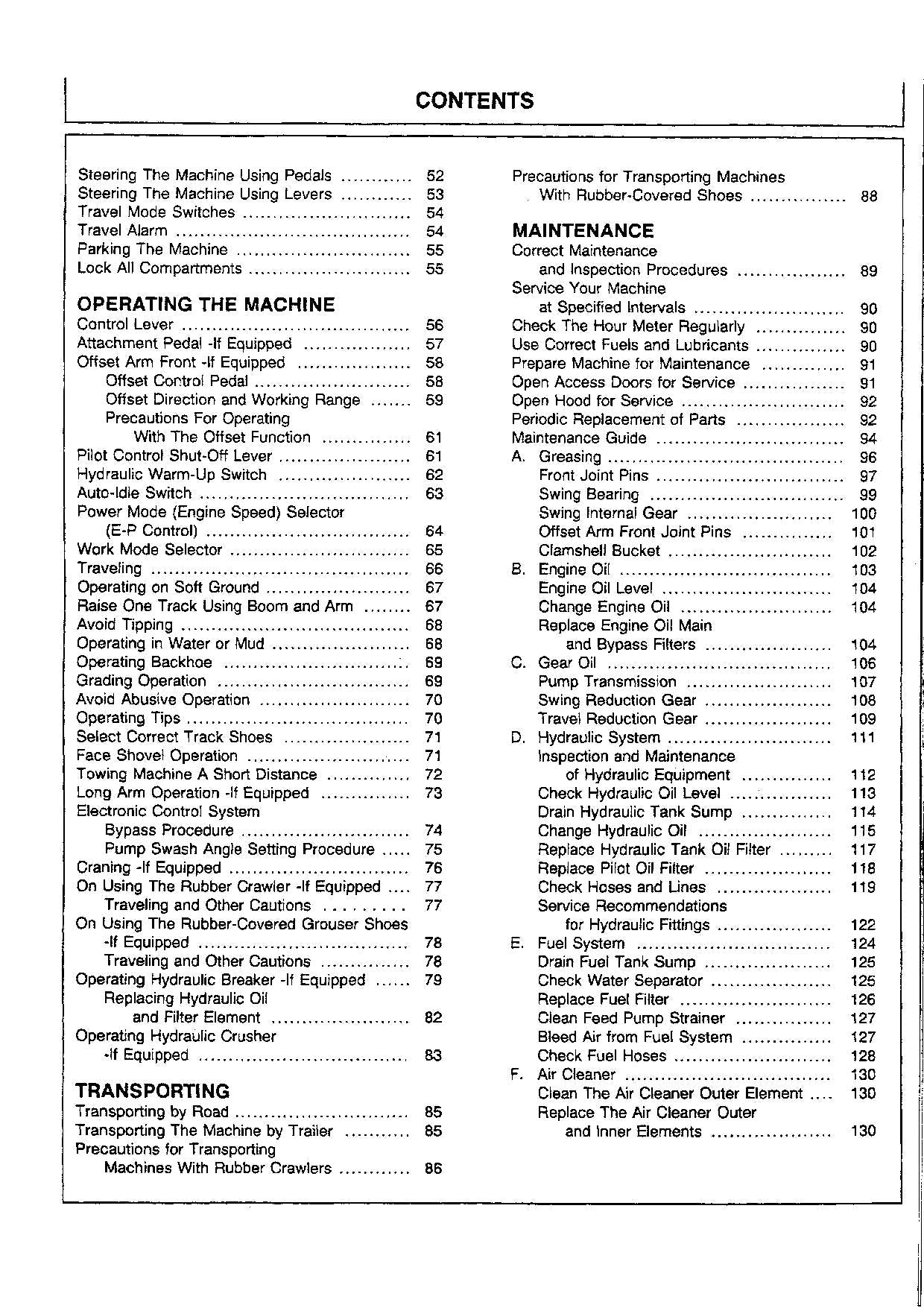 HITACHI EX100-3 EX100M-3 EXCAVATOR OPERATORS MANUAL