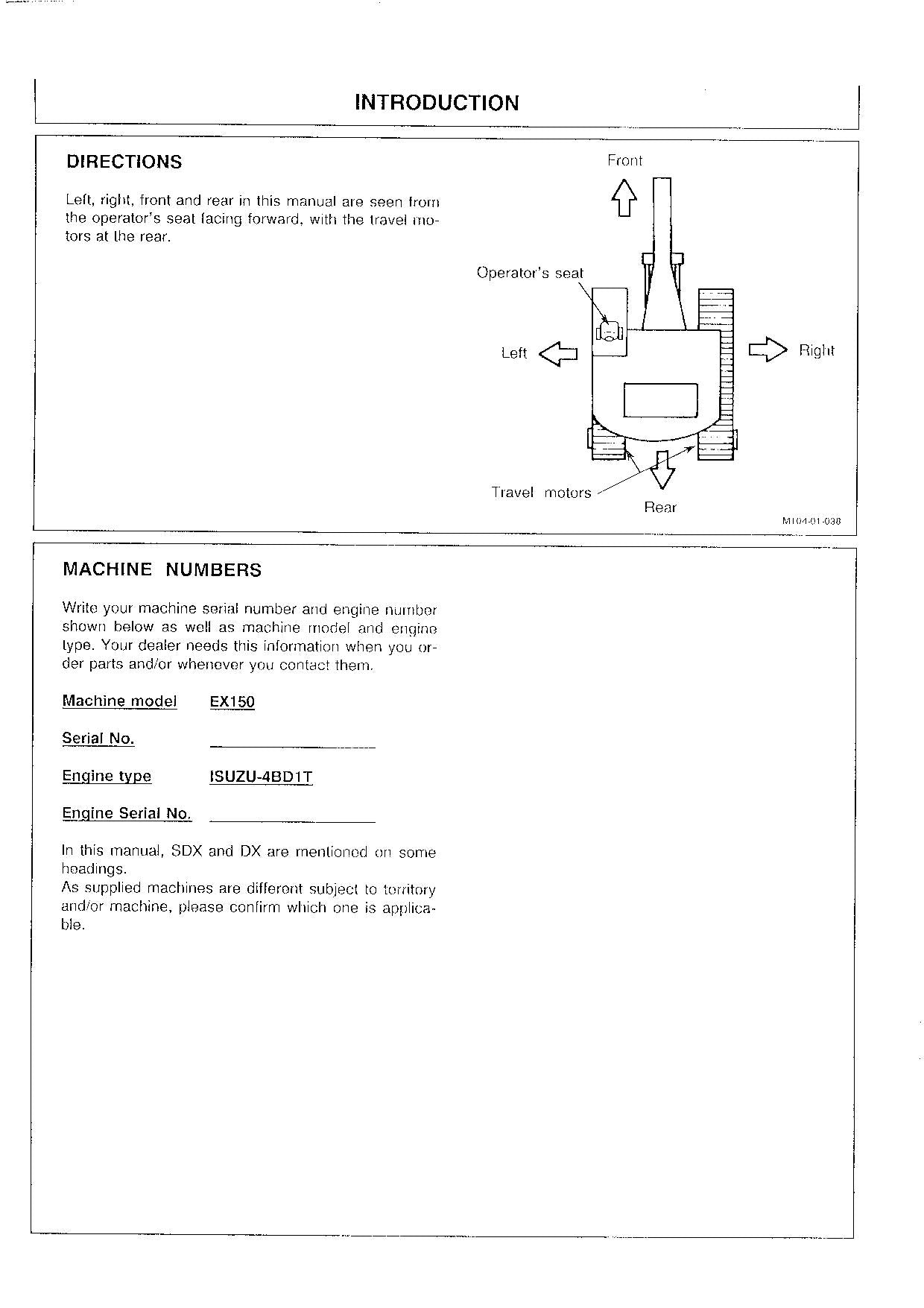 HITACHI EX150 EXCAVATOR OPERATORS MANUAL