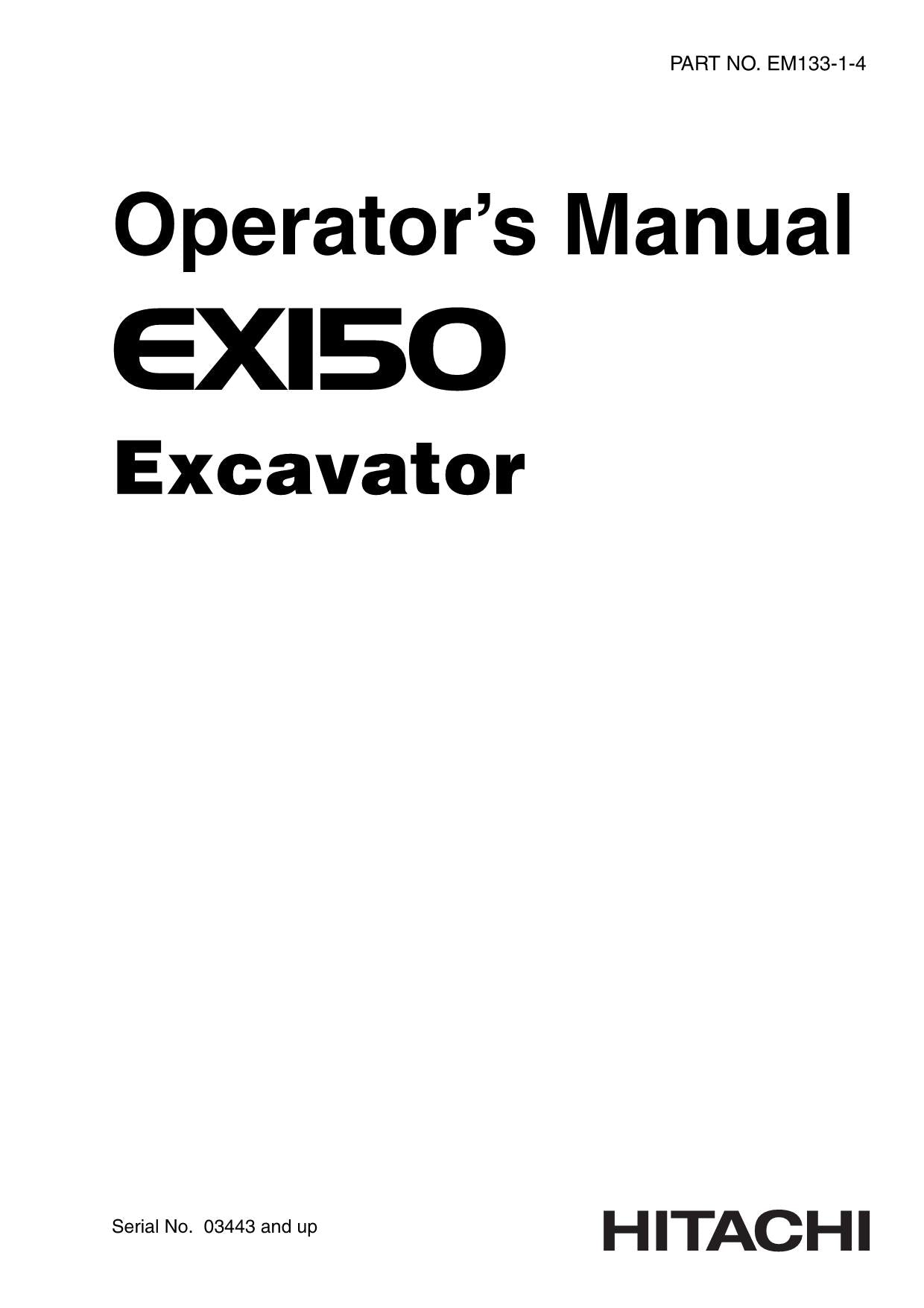 HITACHI EX150 EXCAVATOR OPERATORS MANUAL