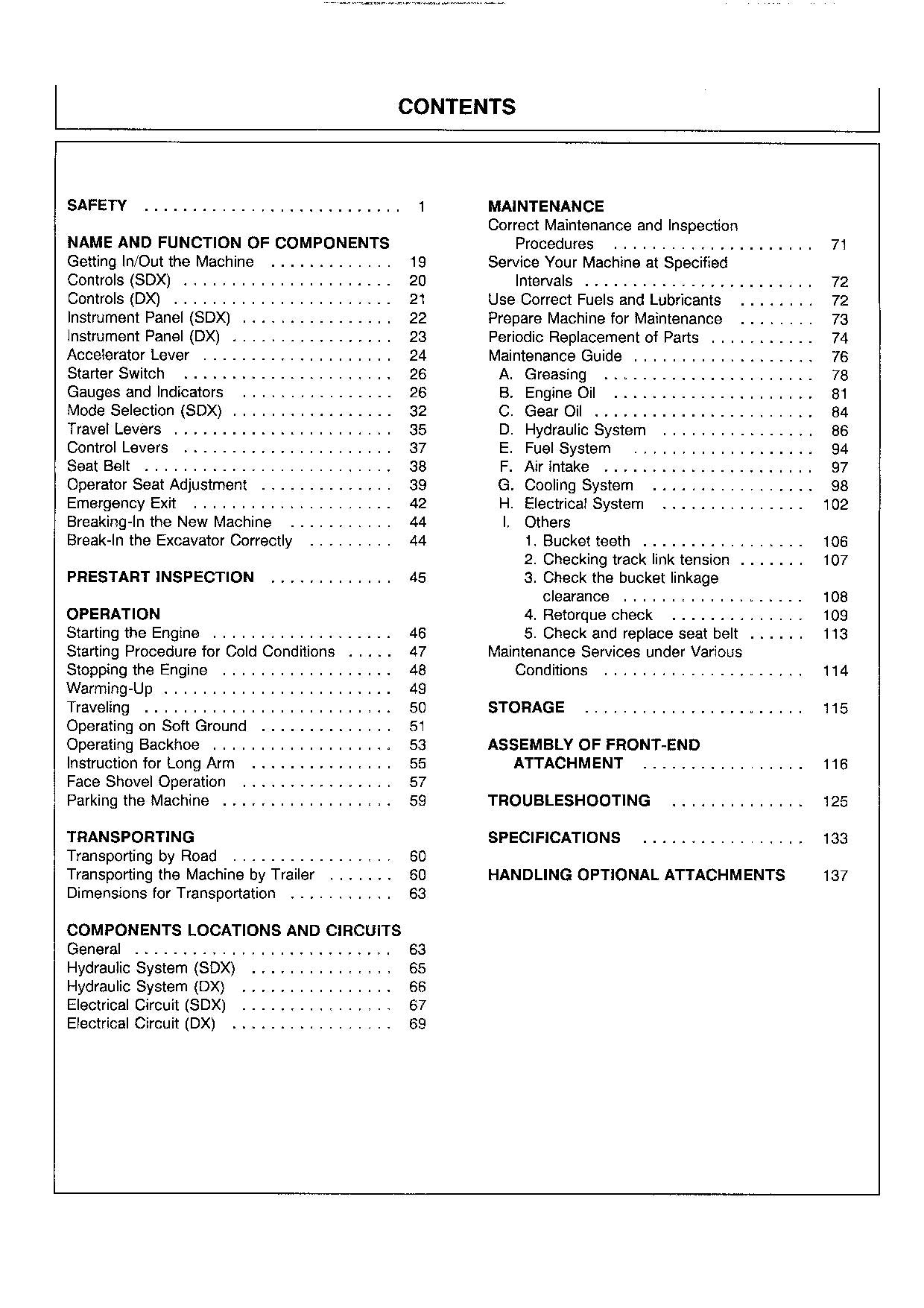 HITACHI EX150 EXCAVATOR OPERATORS MANUAL