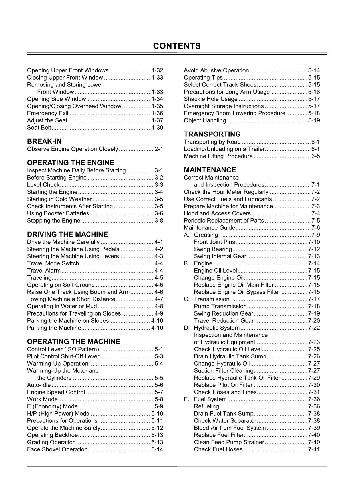 HITACHI EX160LC-5 EXCAVATOR OPERATORS MANUAL