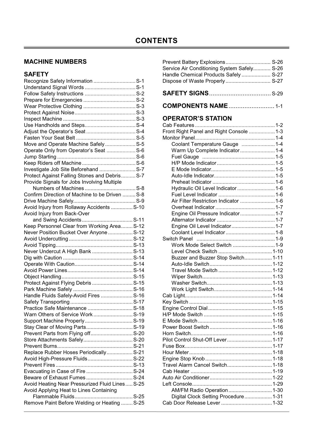 HITACHI EX160LC-5 EXCAVATOR OPERATORS MANUAL