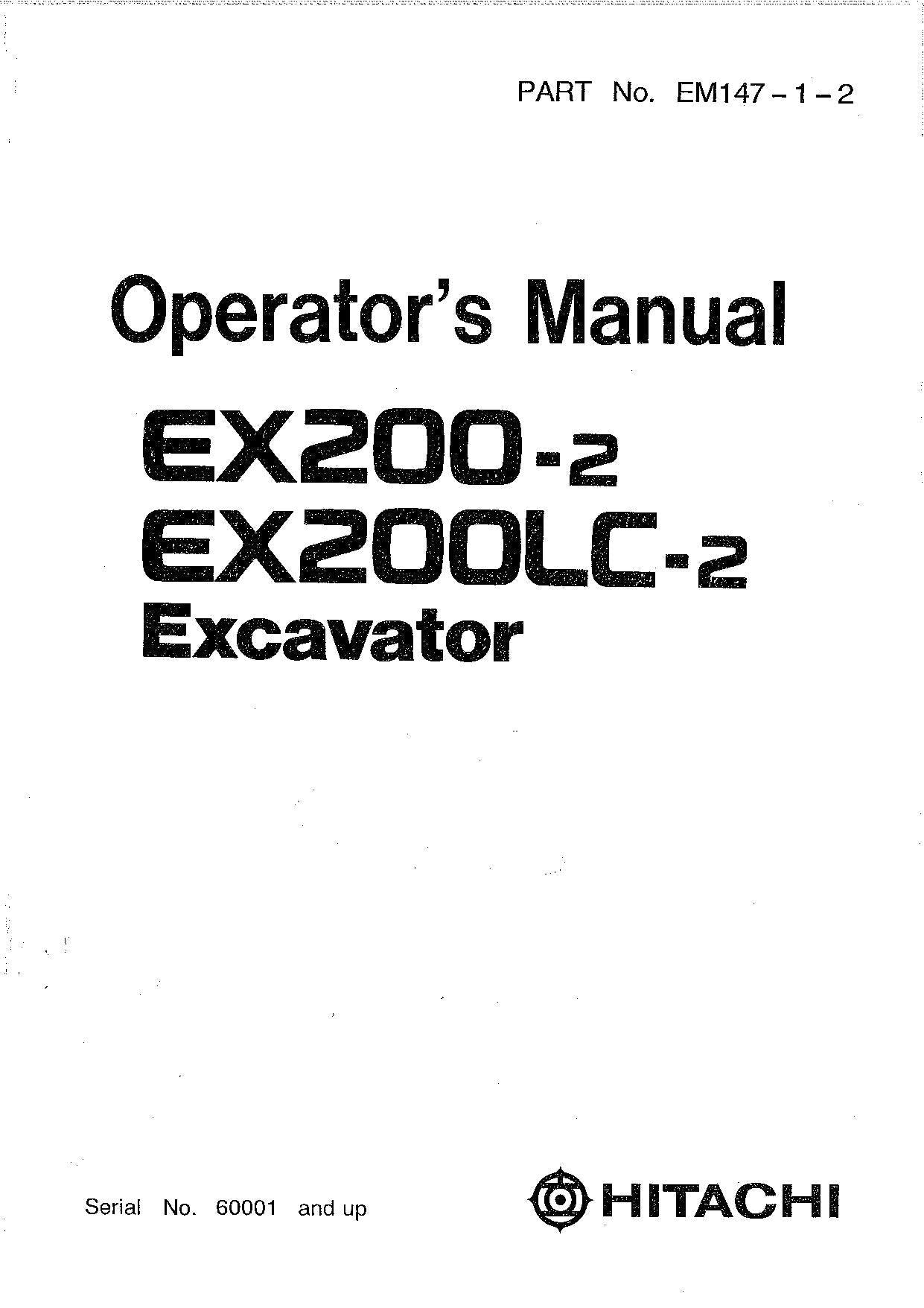 HITACHI EX200-2 EX200LC-2 EXCAVATOR OPERATORS MANUAL #1