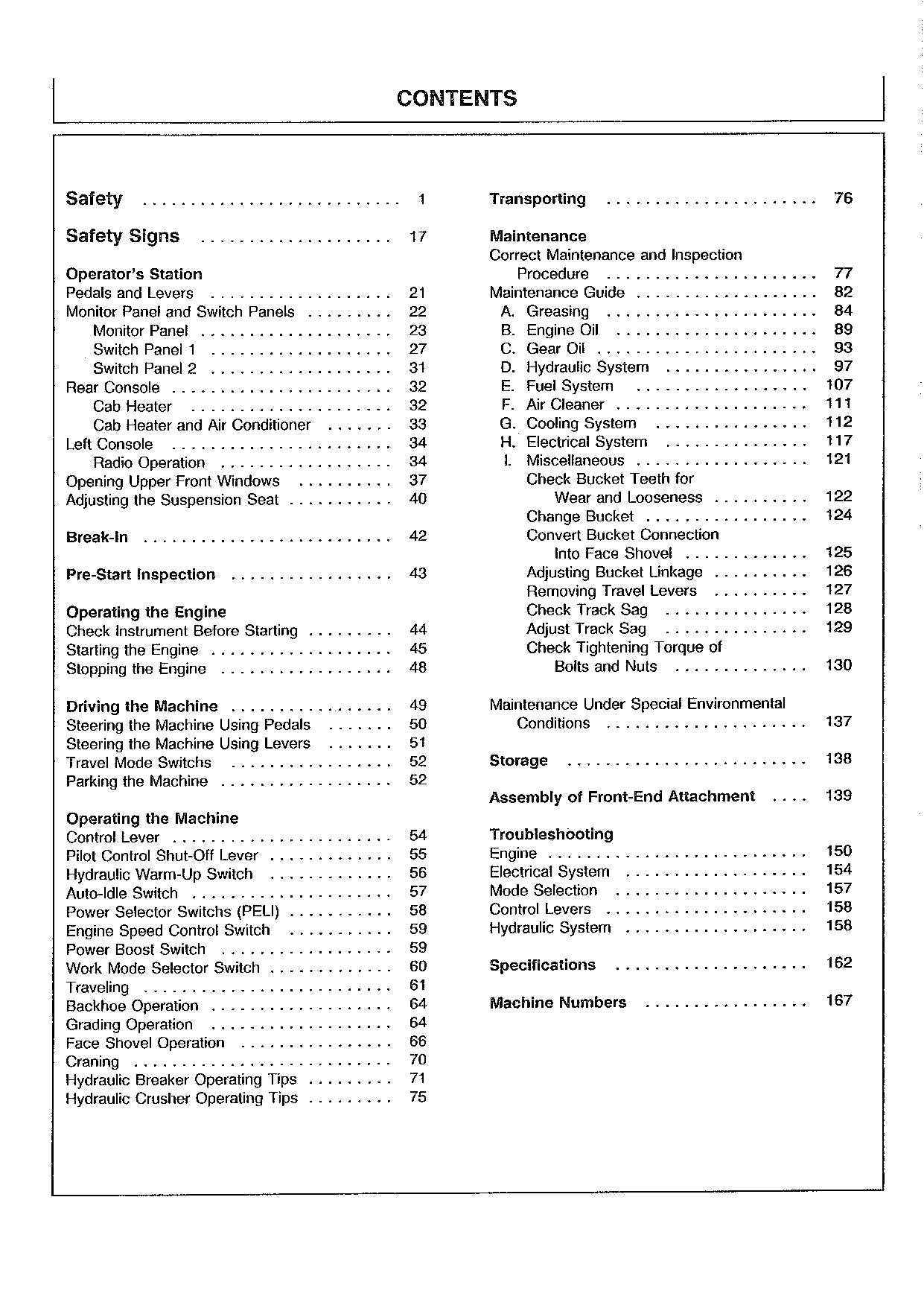 HITACHI EX200-2 EX200LC-2 EXCAVATOR OPERATORS MANUAL #1