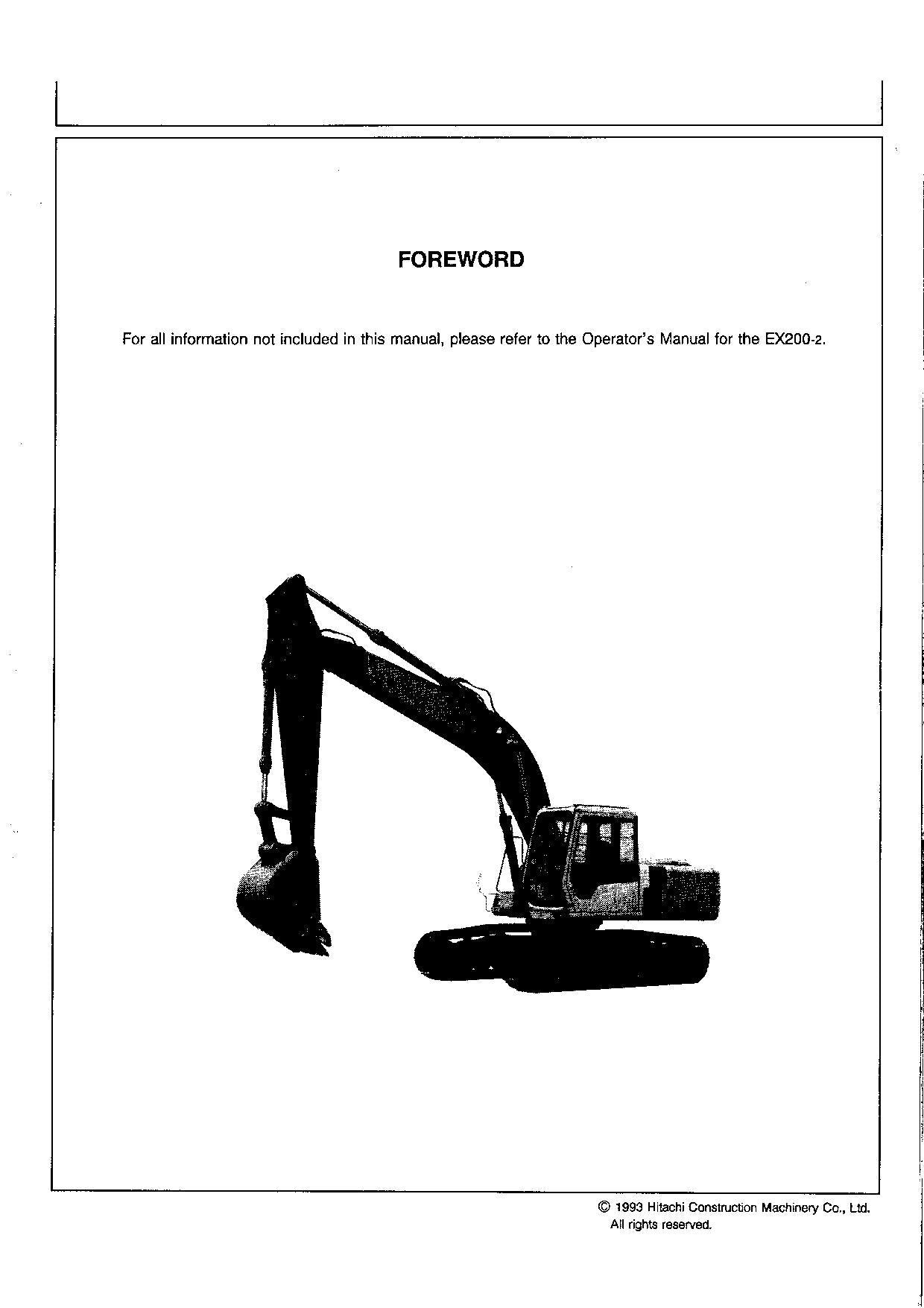 HITACHI EX200K EX200LCK-2 EXCAVATOR OPERATORS MANUAL