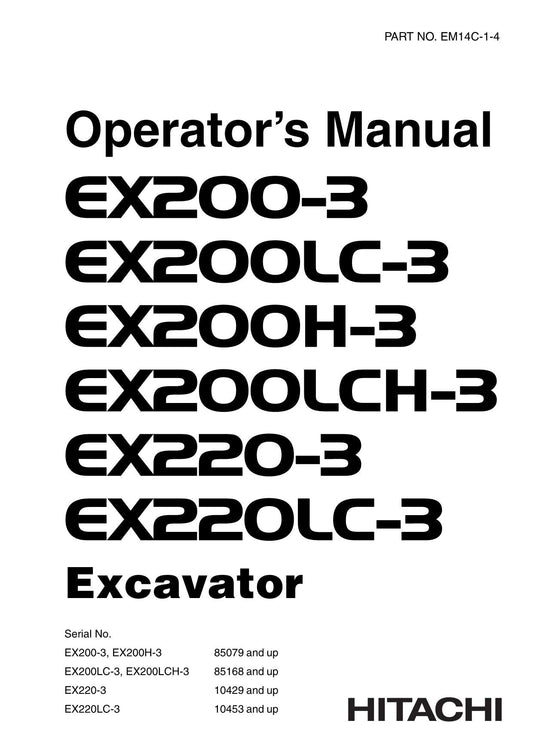 HITACHI EX200-3 EX200LC-3 EX200H-3 EXCAVATOR OPERATORS MANUAL