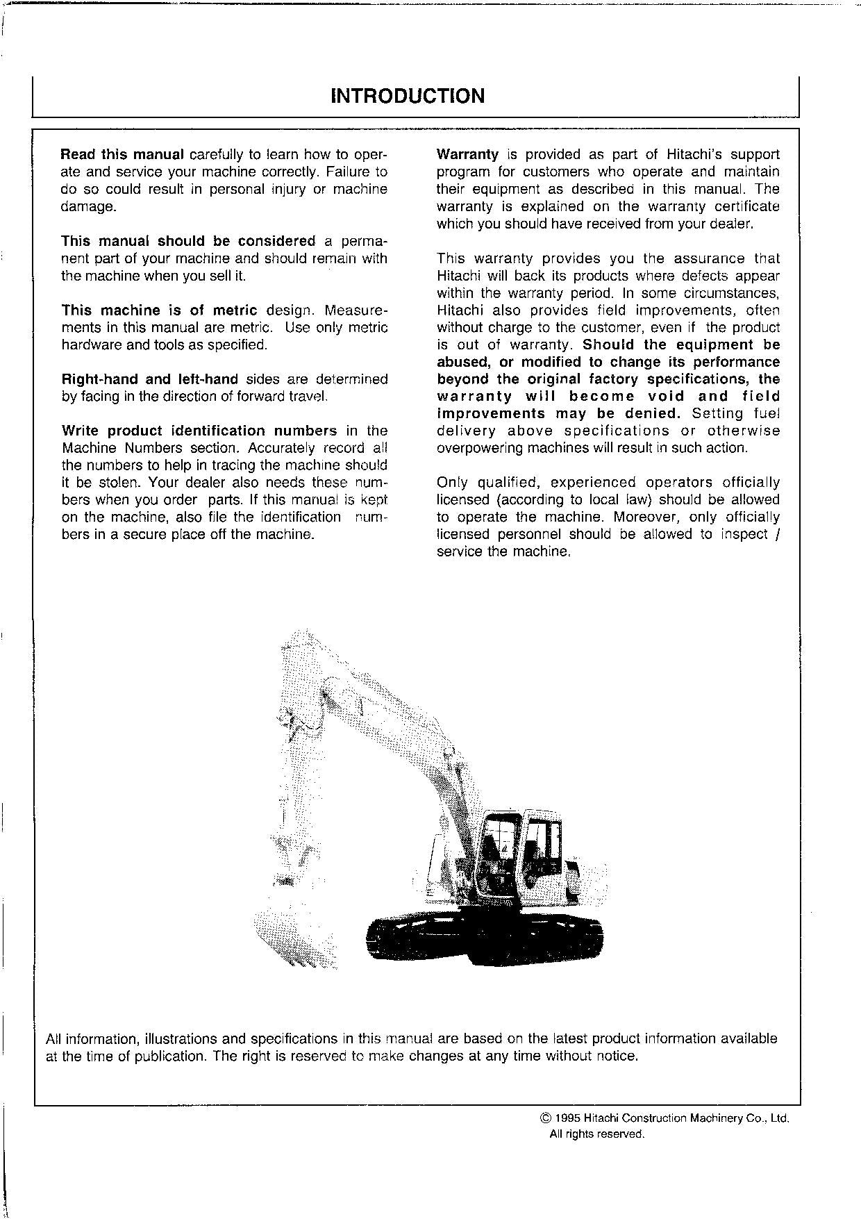 HITACHI EX200-3 EX200LC-3 EX200H-3 EXCAVATOR OPERATORS MANUAL