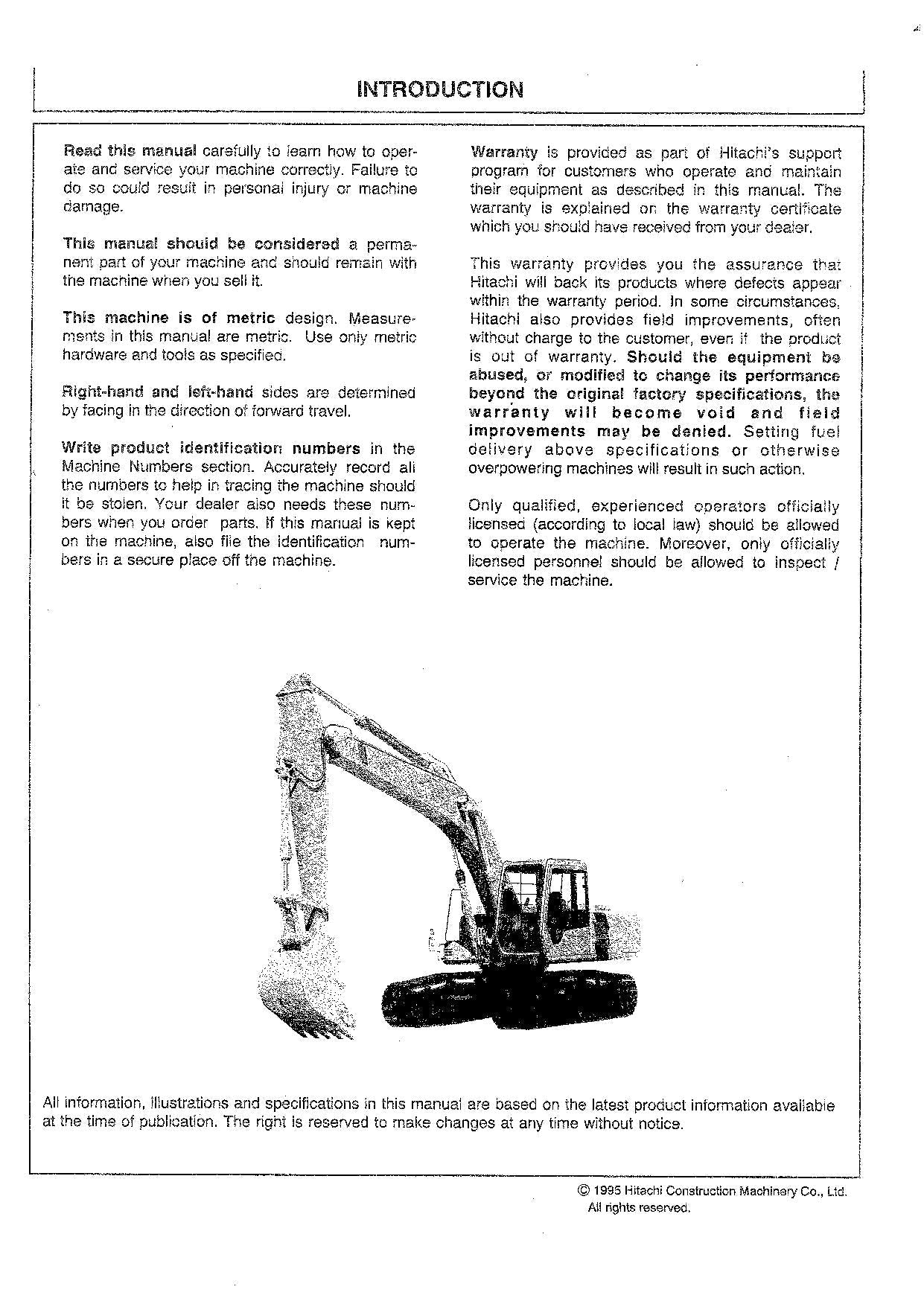 HITACHI EX200-3 EX200LC-3 EXCAVATOR OPERATORS MANUAL #2