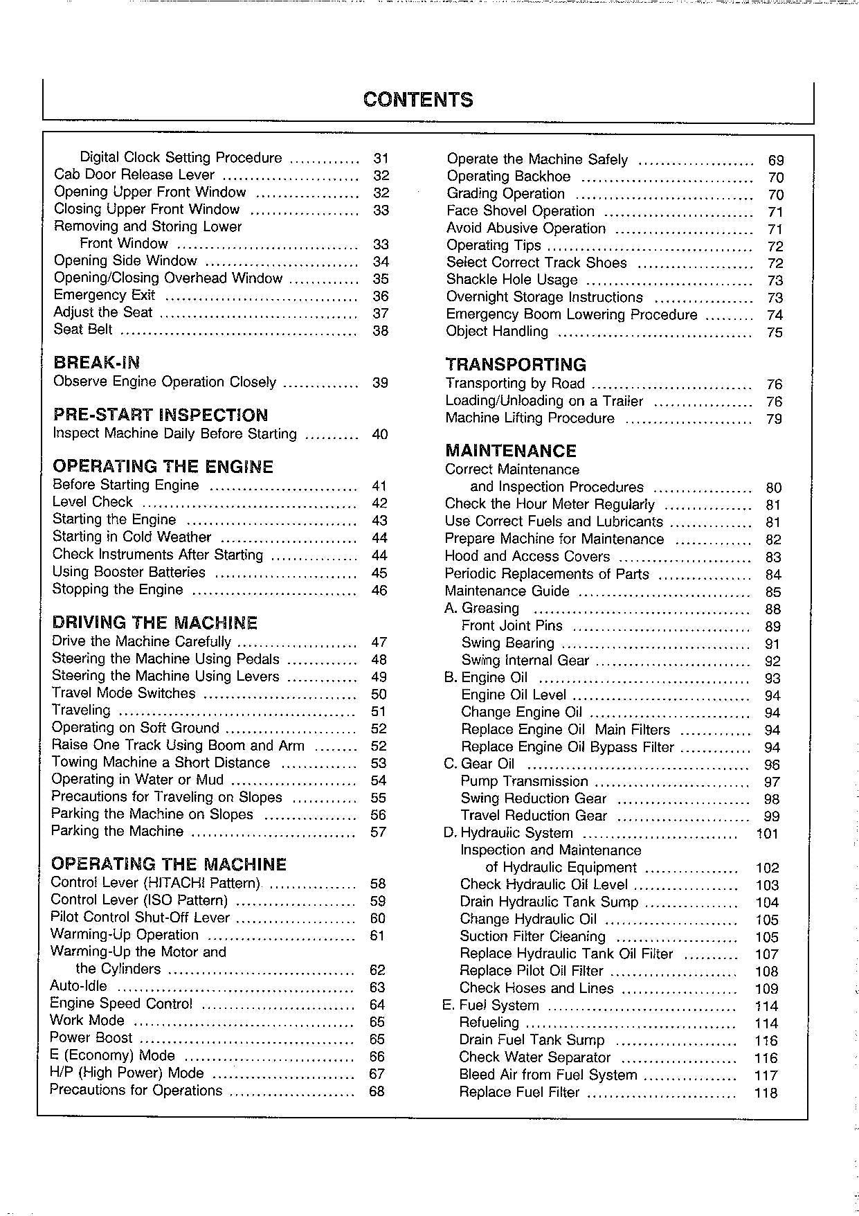 HITACHI EX200-5 EX200LC-5 EX210H-5 EX210LCH-5 EXCAVATOR OPERATORS MANUAL #1