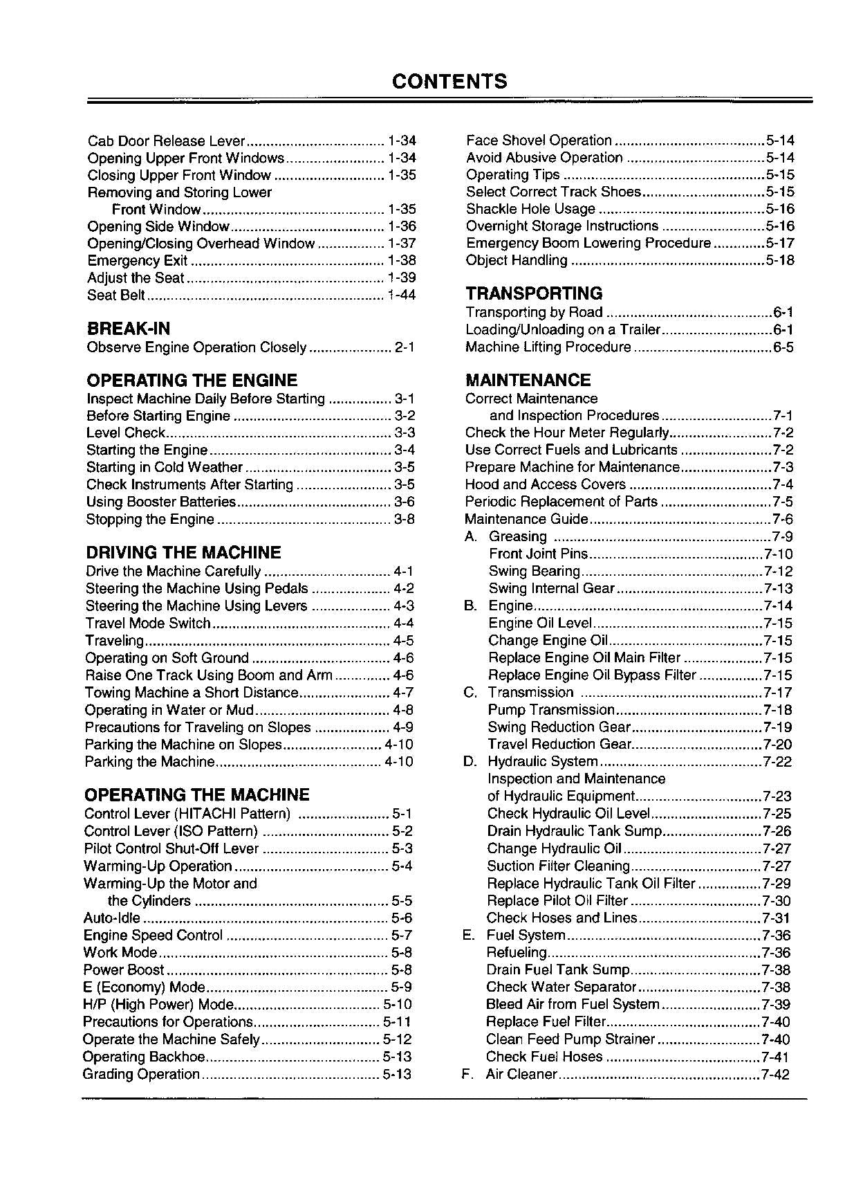 HITACHI EX200-5 EX200LC-5 EX210H-5 EX210LCH-5 EXCAVATOR OPERATORS MANUAL #2