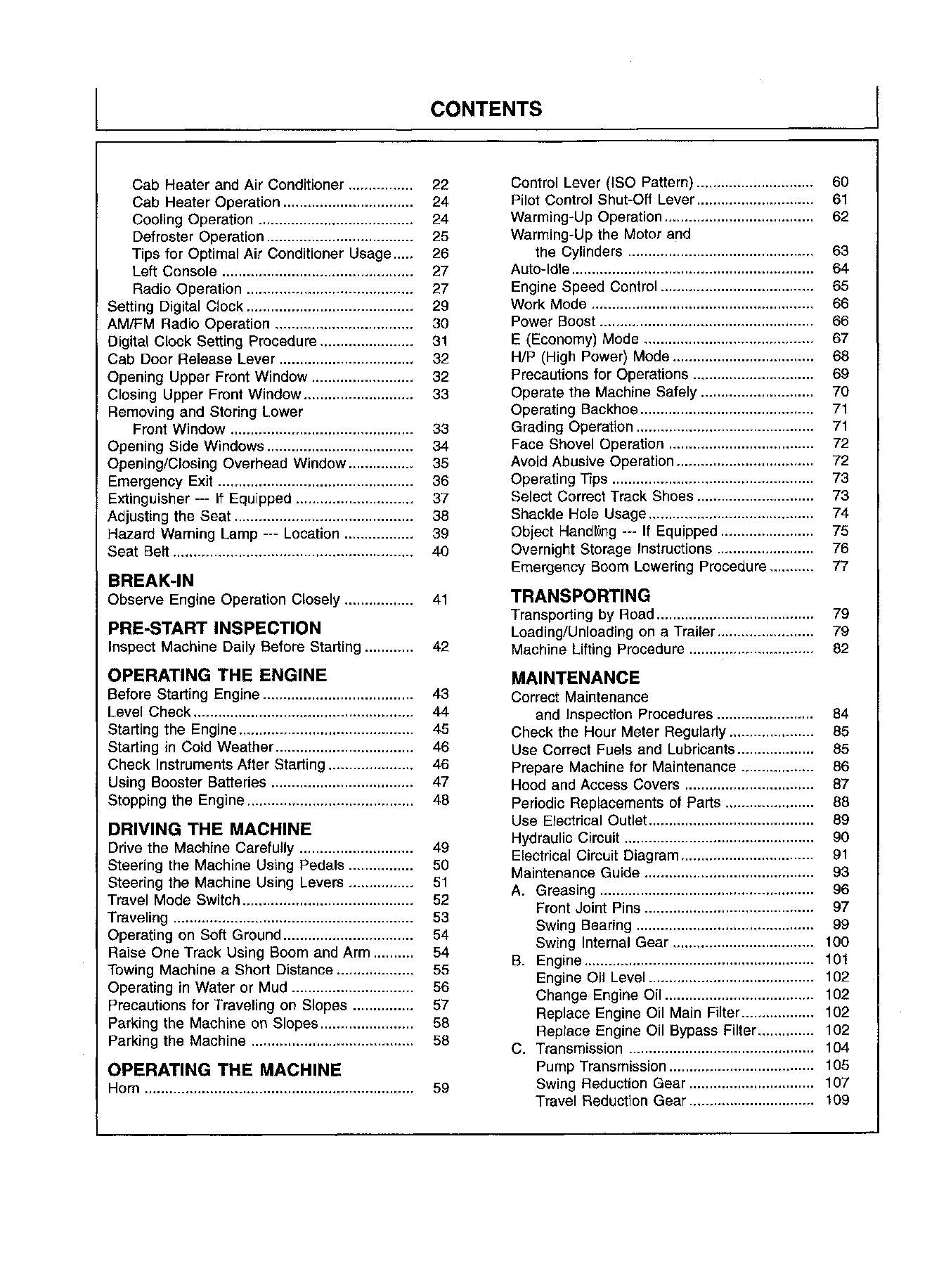 HITACHI EX200-5 EXCAVATOR OPERATORS MANUAL