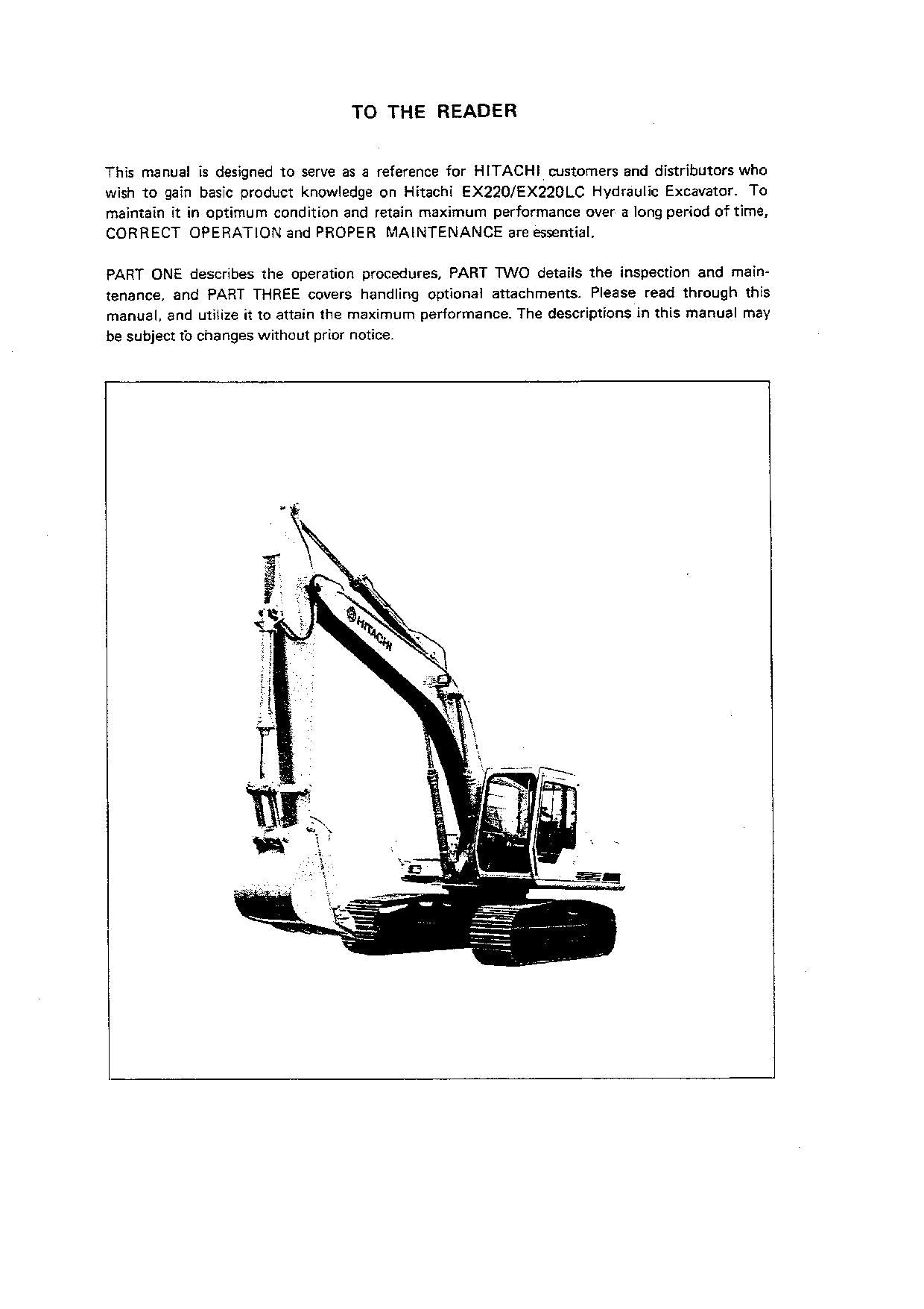 HITACHI EX220 EX220LC EXCAVATOR OPERATORS MANUAL