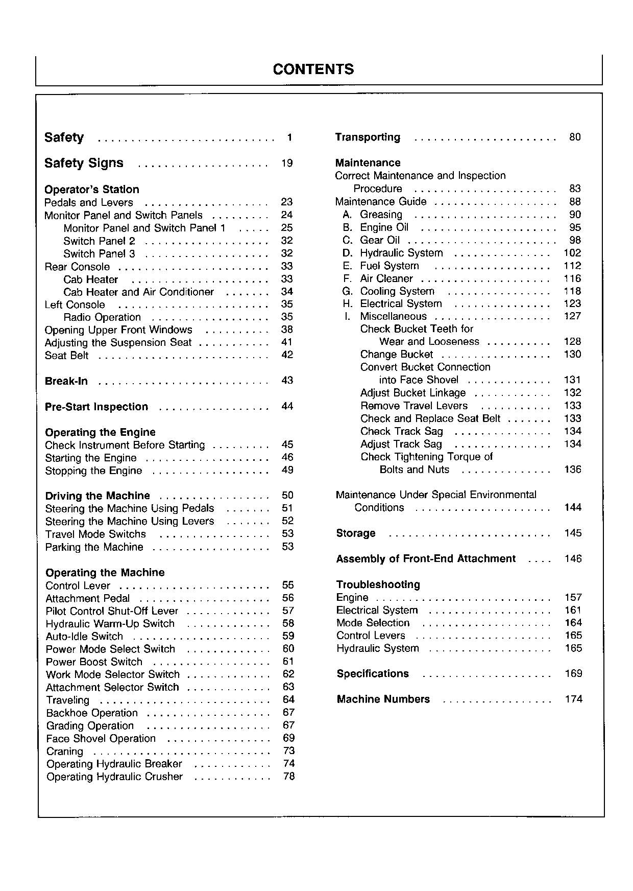 HITACHI EX220-2 EX220LC EXCAVATOR OPERATORS MANUAL