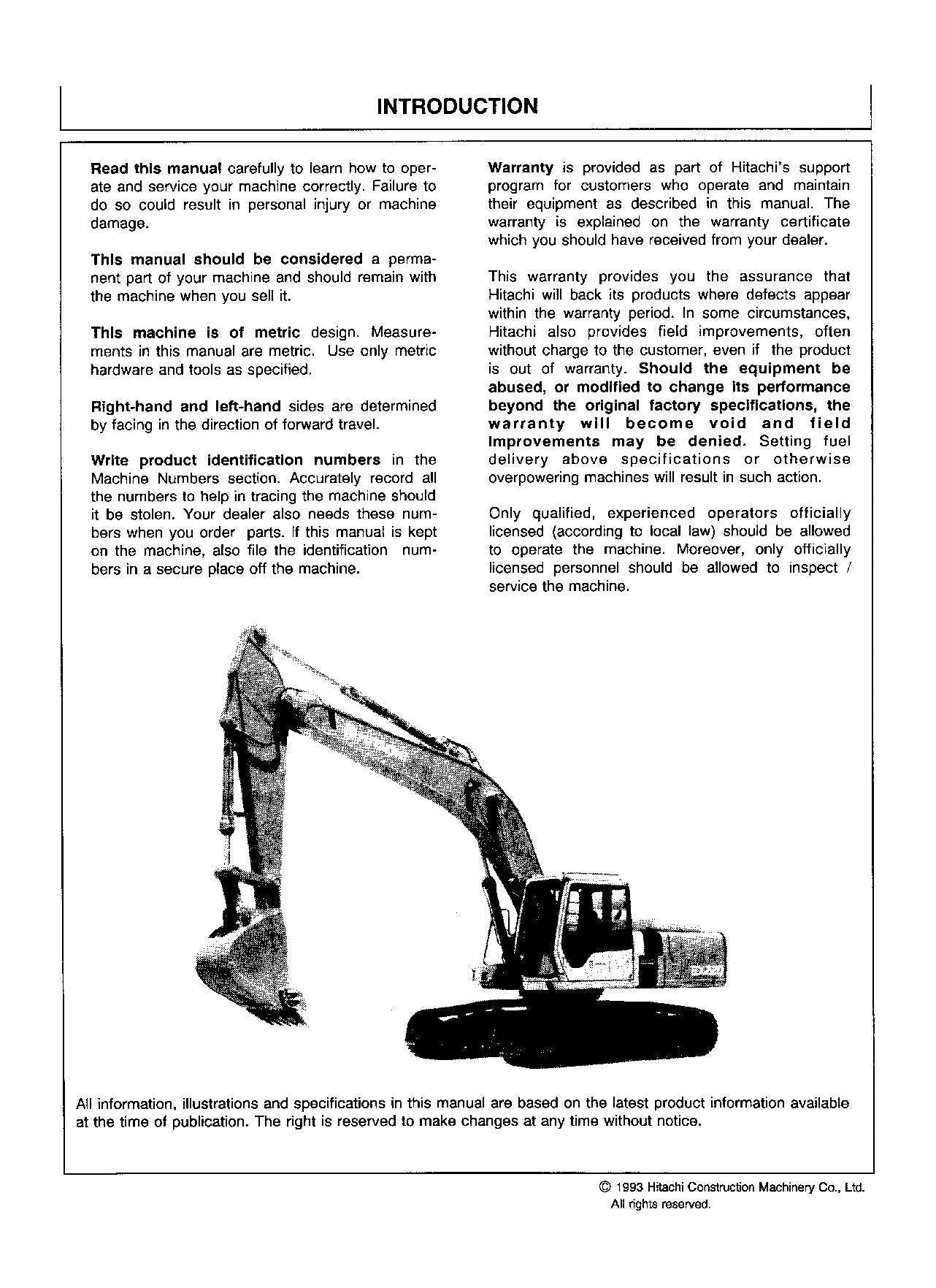 HITACHI EX220-2 EX220LC EXCAVATOR OPERATORS MANUAL