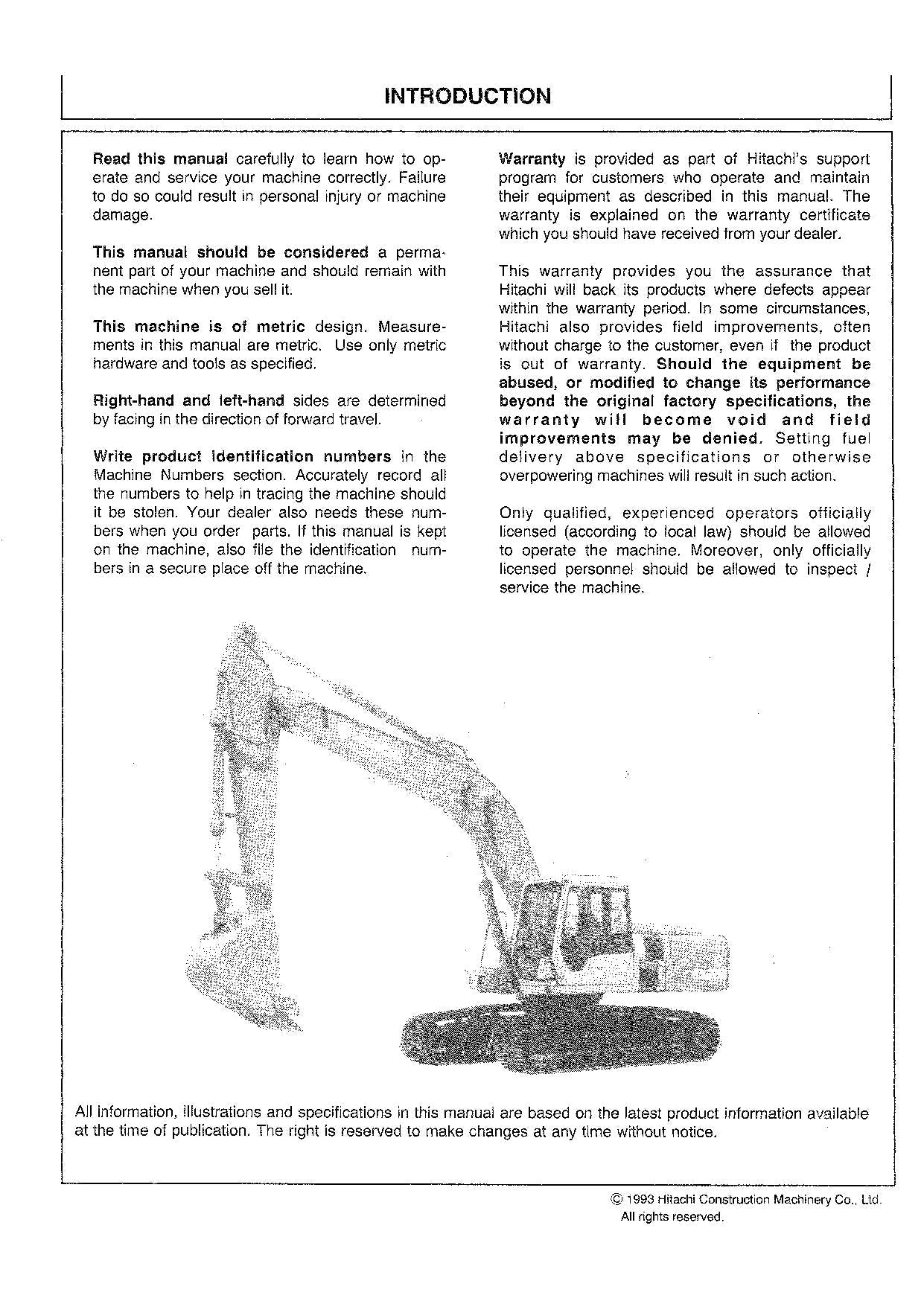 HITACHI EX220-3 EX220LC-3 EXCAVATOR OPERATORS MANUAL