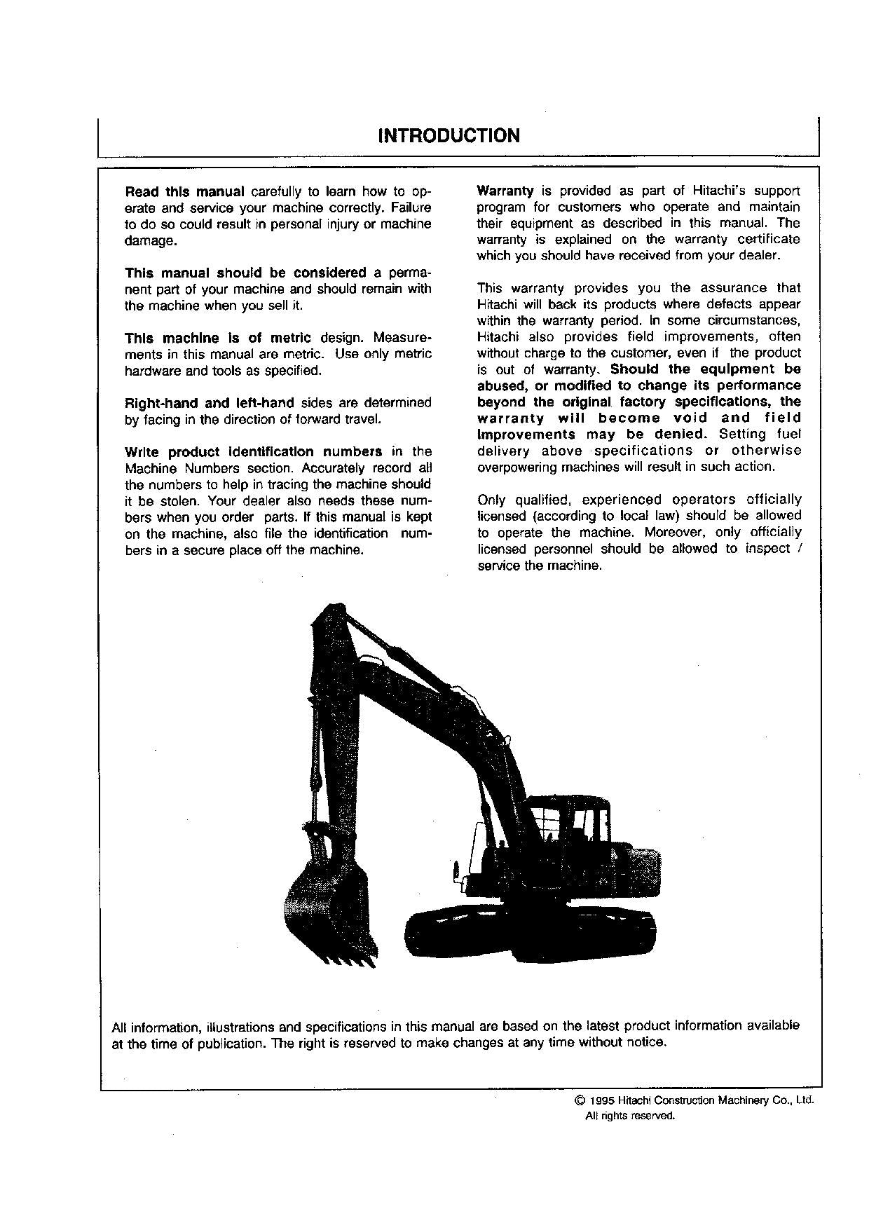 HITACHI EX220LC-3 EX220-3 EXCAVATOR OPERATORS MANUAL