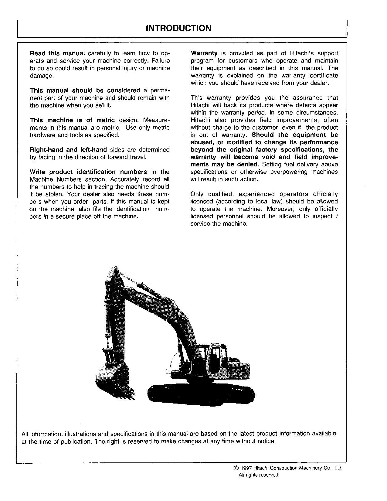 HITACHI EX270LC-5 EXCAVATOR OPERATORS MANUAL #1