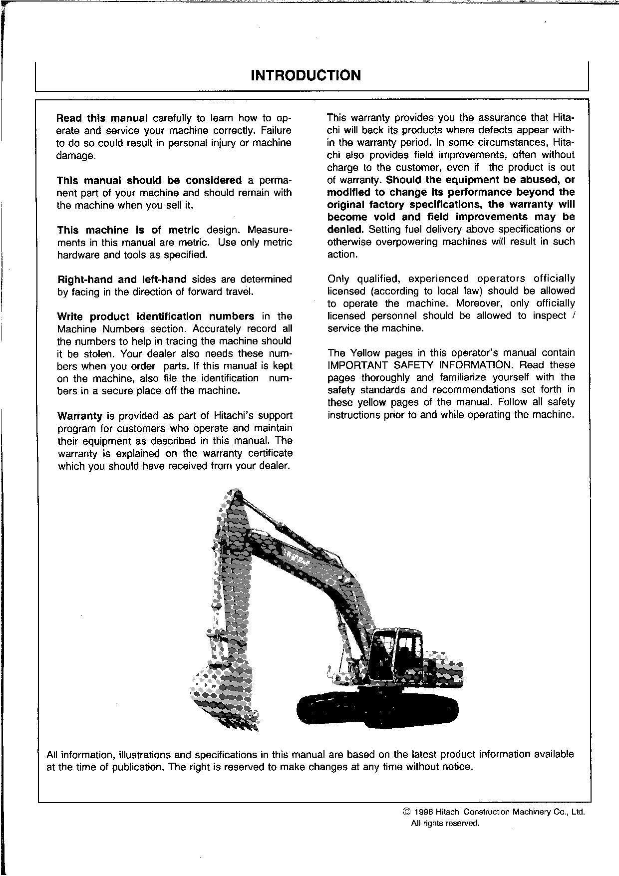 HITACHI EX300-3C EX300LC-3C EX310H-3C EX310LCH-3C EXCAVATOR OPERATORS MANUAL