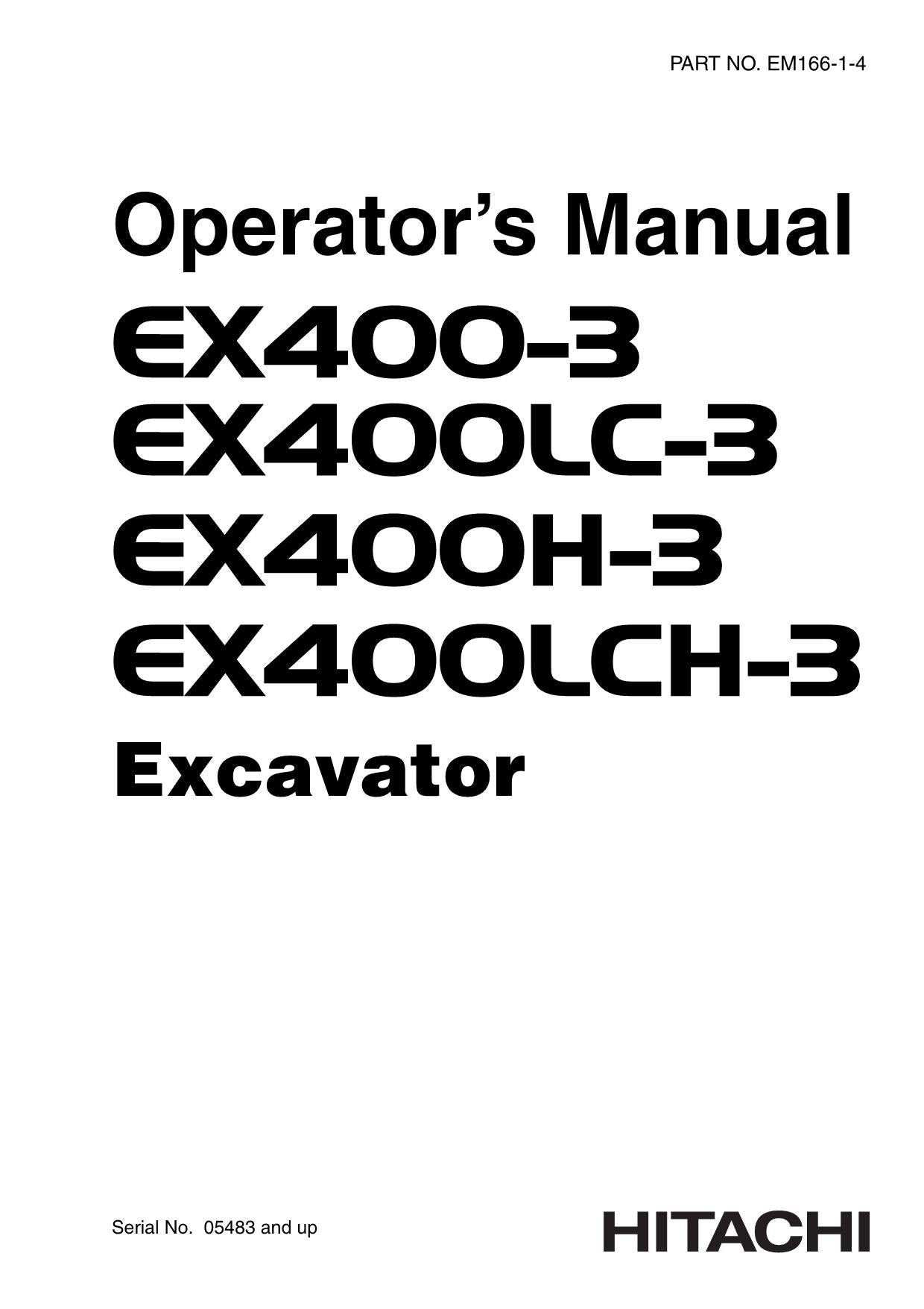 MANUEL D'UTILISATION DE L'EXCAVATRICE HITACHI EX400-3 EX400LC-3 EX400H-3 EX400LCH-3